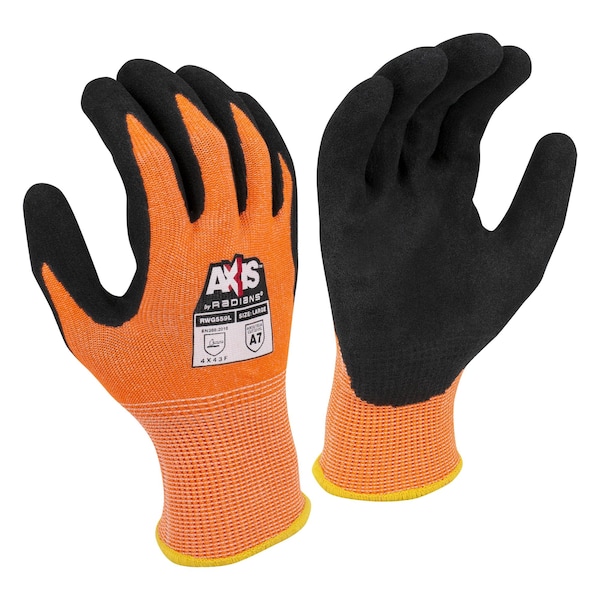 Guantes de Radians, Nivel de corte A6, color naranja de alta visibilidad, S - RWG559S