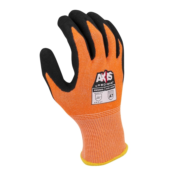 Guantes de Radians, Nivel de corte A6, color naranja de alta visibilidad, S - RWG559S