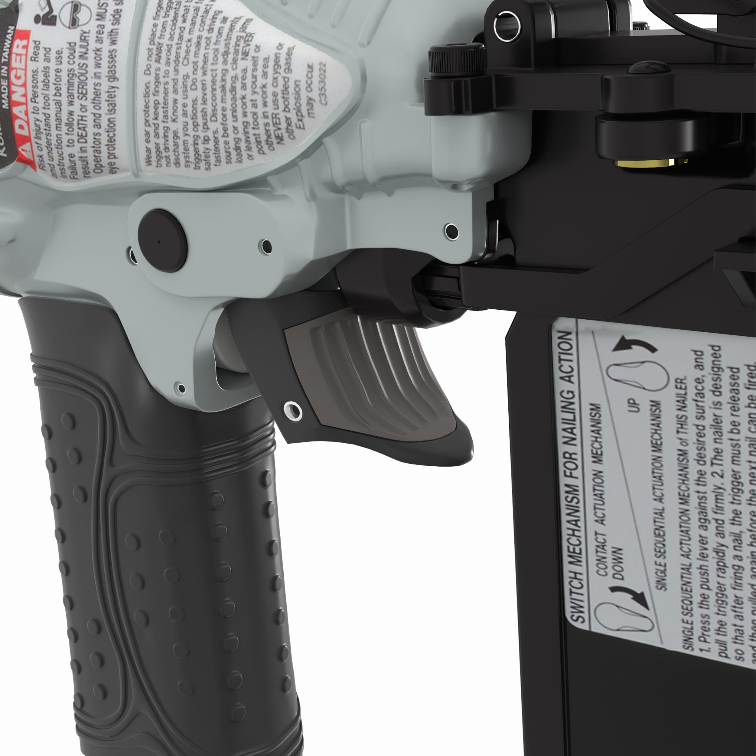 Clavadora neumática recta para clavos de brad de calibre 18 de Metabo HPT NT50AE2M de 2 pulgadas.