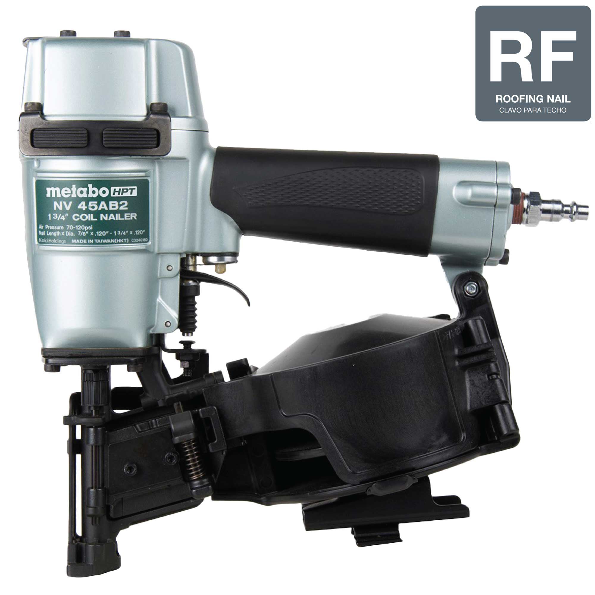 Clavadora neumática de bobina para techos NV45AB2M de 1-3/4 pulgadas y ángulo de 15 grados