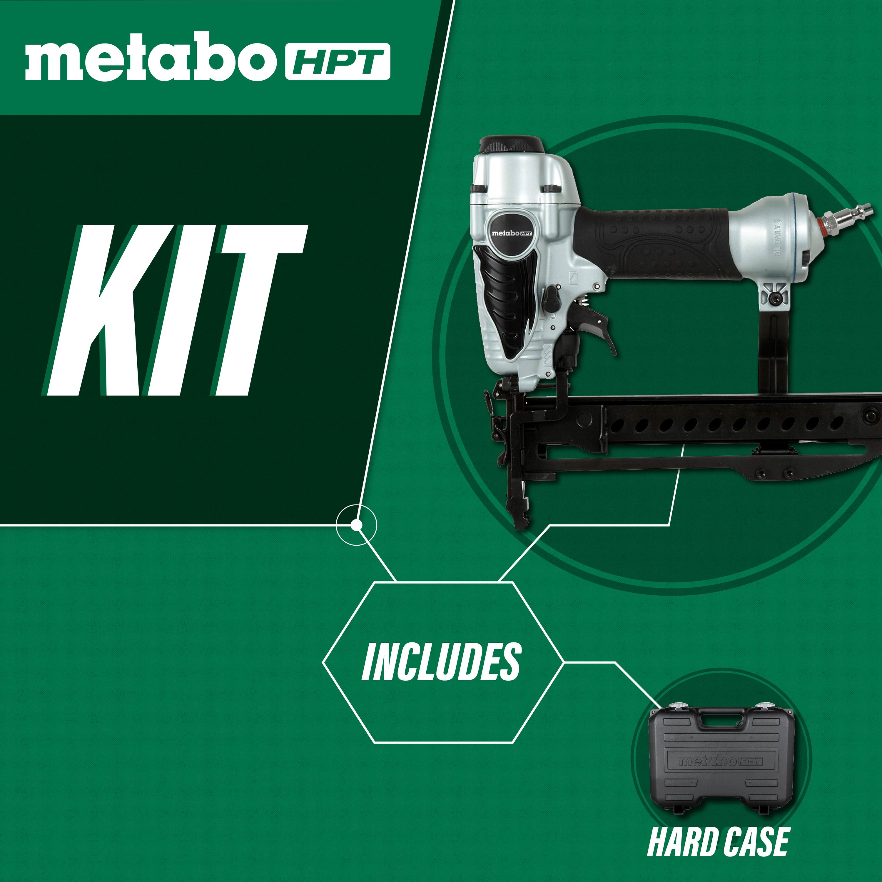 Grampadora neumática para clavos de corona estrecha de calibre 18 de Metabo HPT N3804AB3M