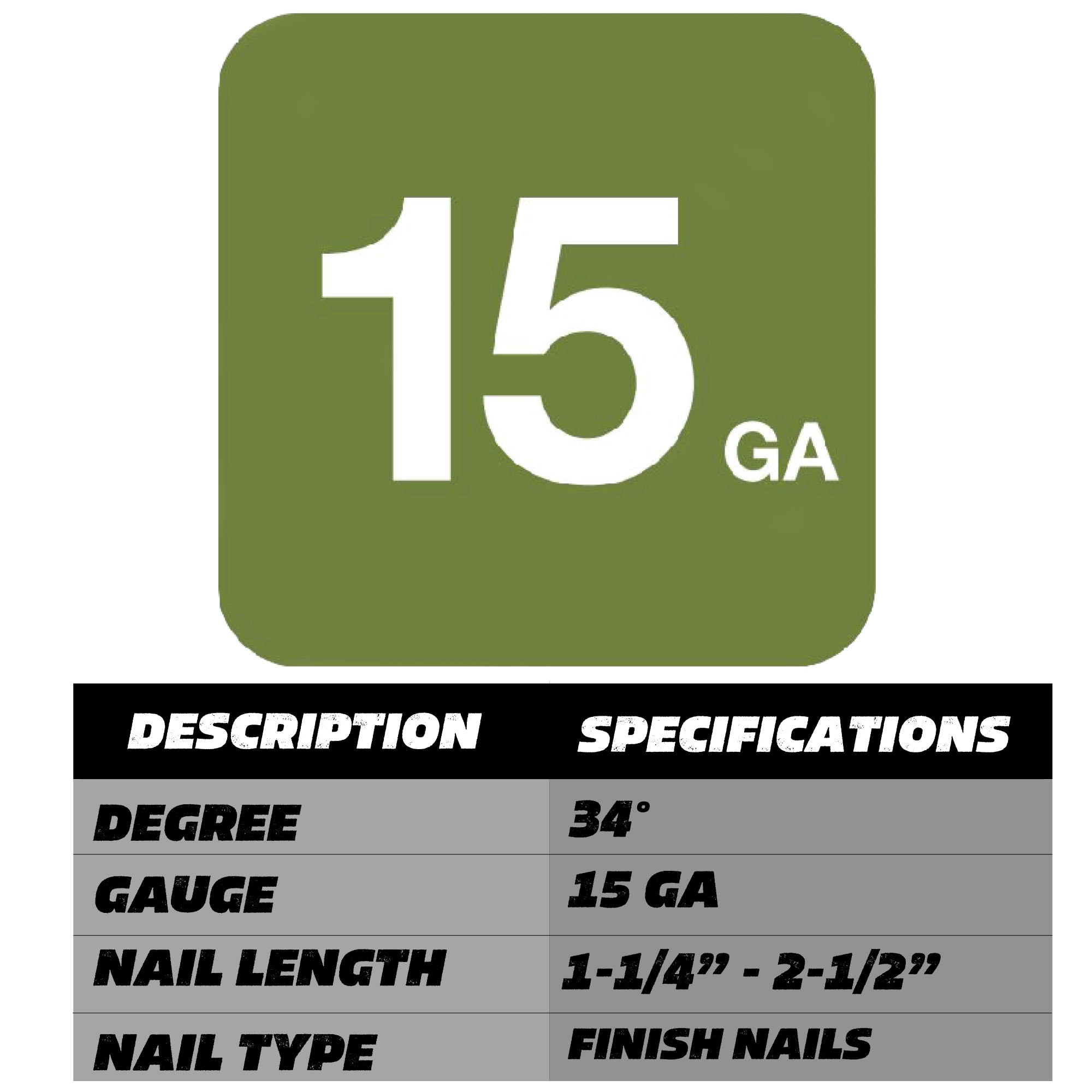 Clavadora de acabado angular neumática de 15 calibres de 2-1/2 pulgadas Metabo HPT NT65MA4M