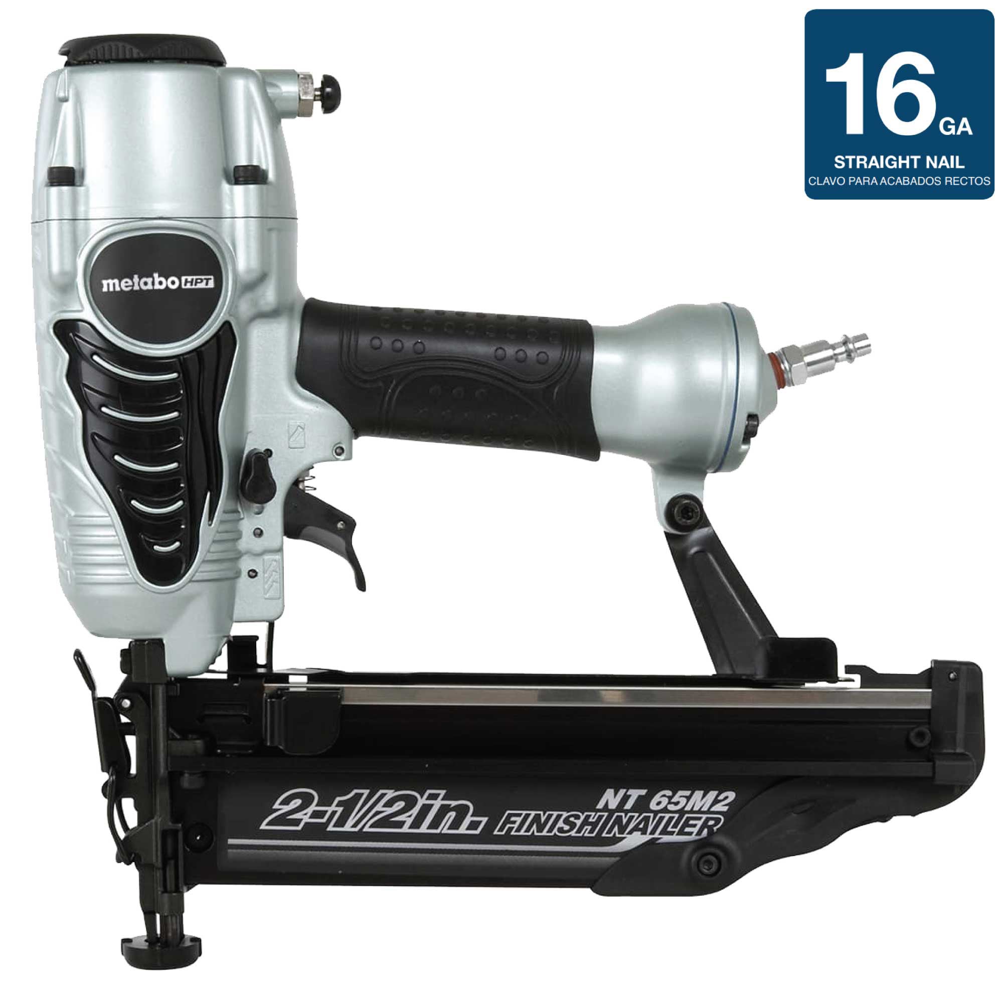Clavadora de acabado recta neumática de 16 galgas de 2-1/2 pulgadas Metabo HPT NT65M2SM