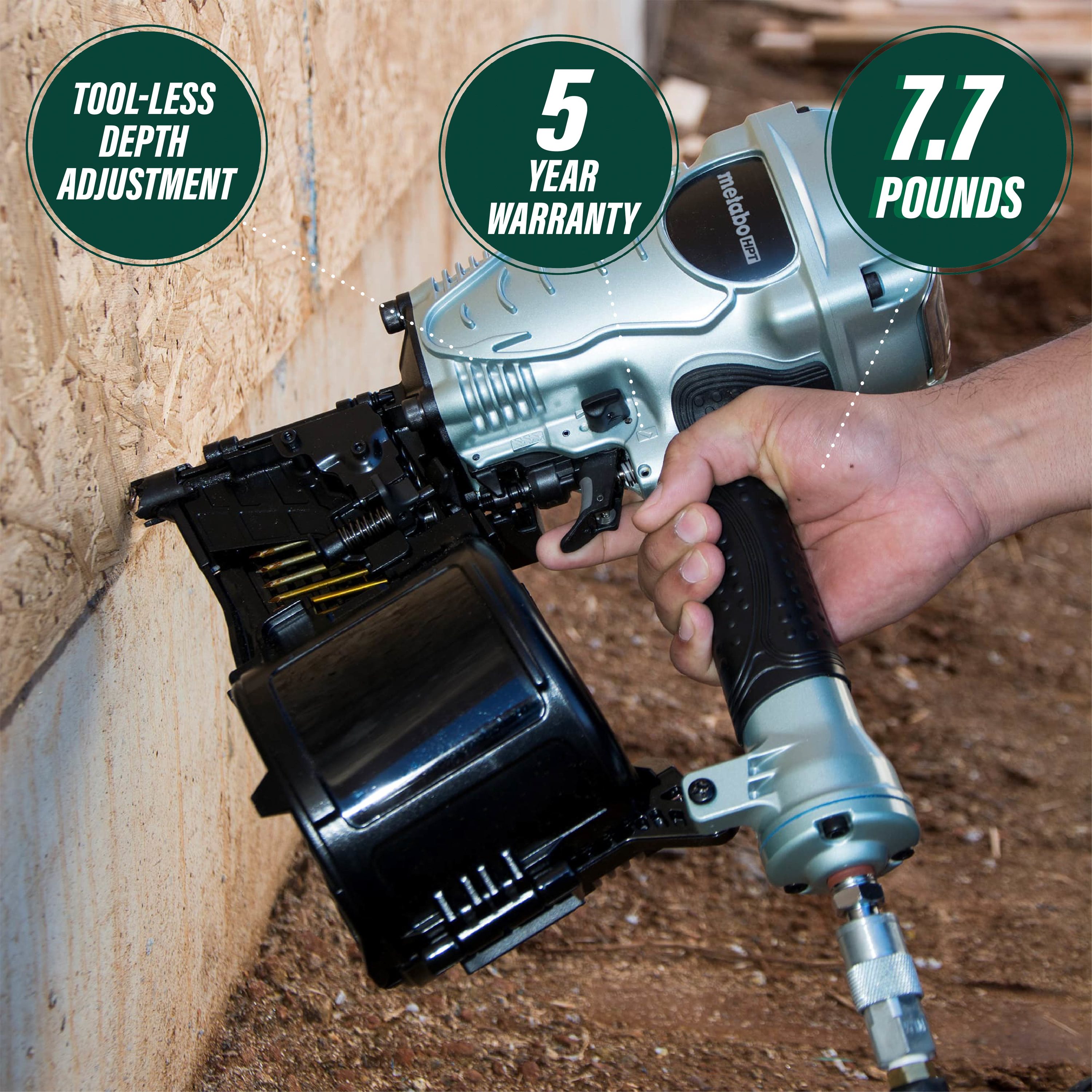 Clavadora neumática para entramado Metabo HPT de 3.5 pulgadas y ángulo de 15 grados NV90AGSM