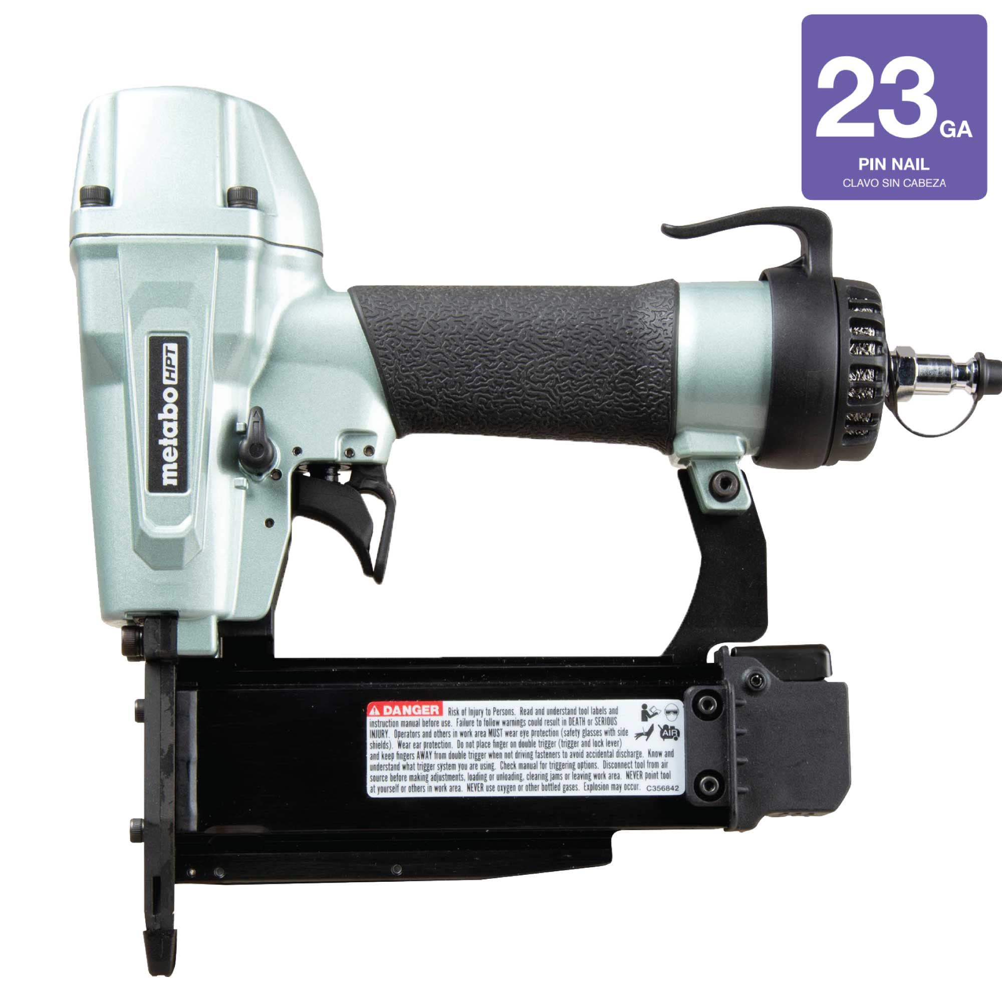 Clavadora de acabado recto neumática de calibre 23 de 2 pulgadas Metabo HPT NP50AM.