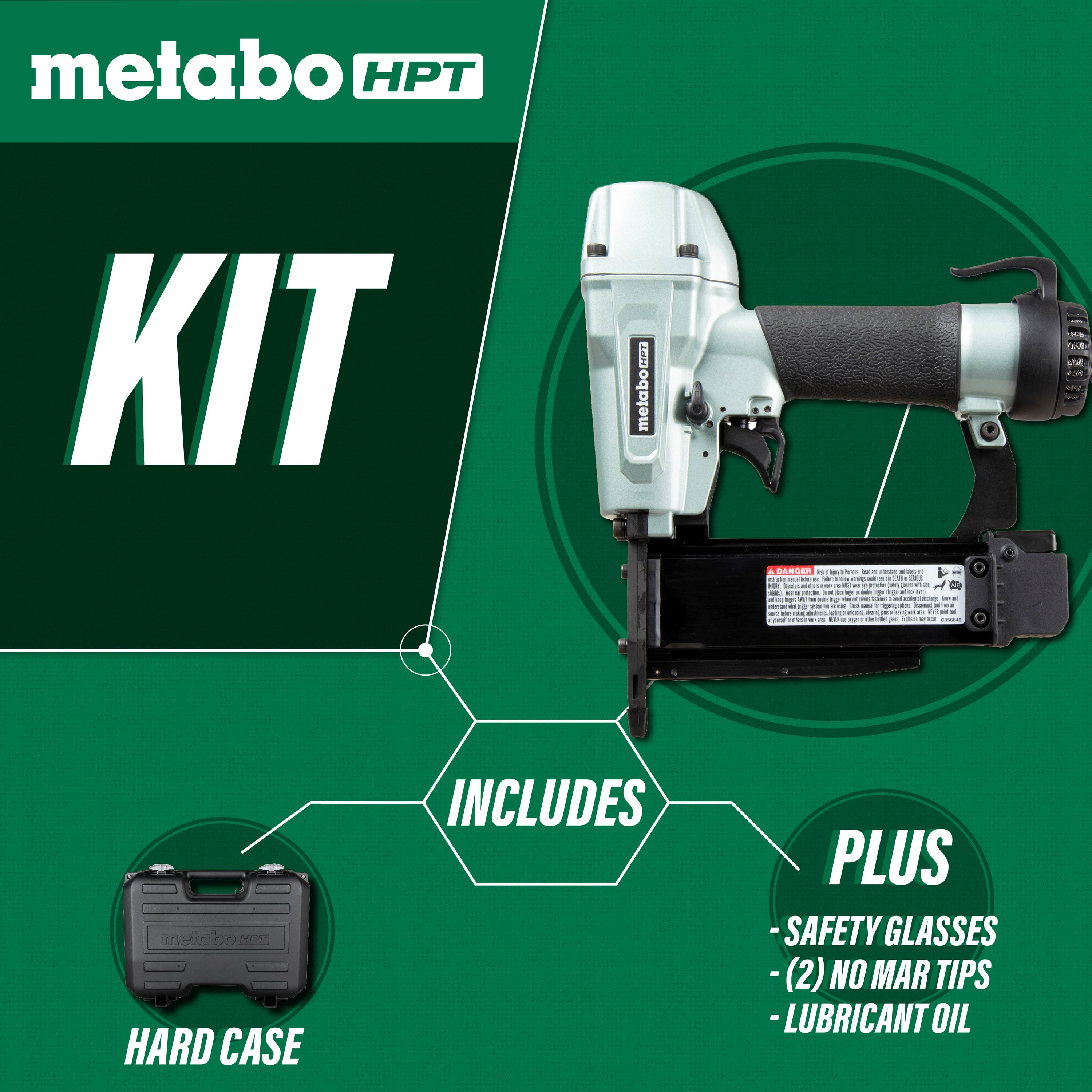 Clavadora de acabado recto neumática de calibre 23 de 2 pulgadas Metabo HPT NP50AM.