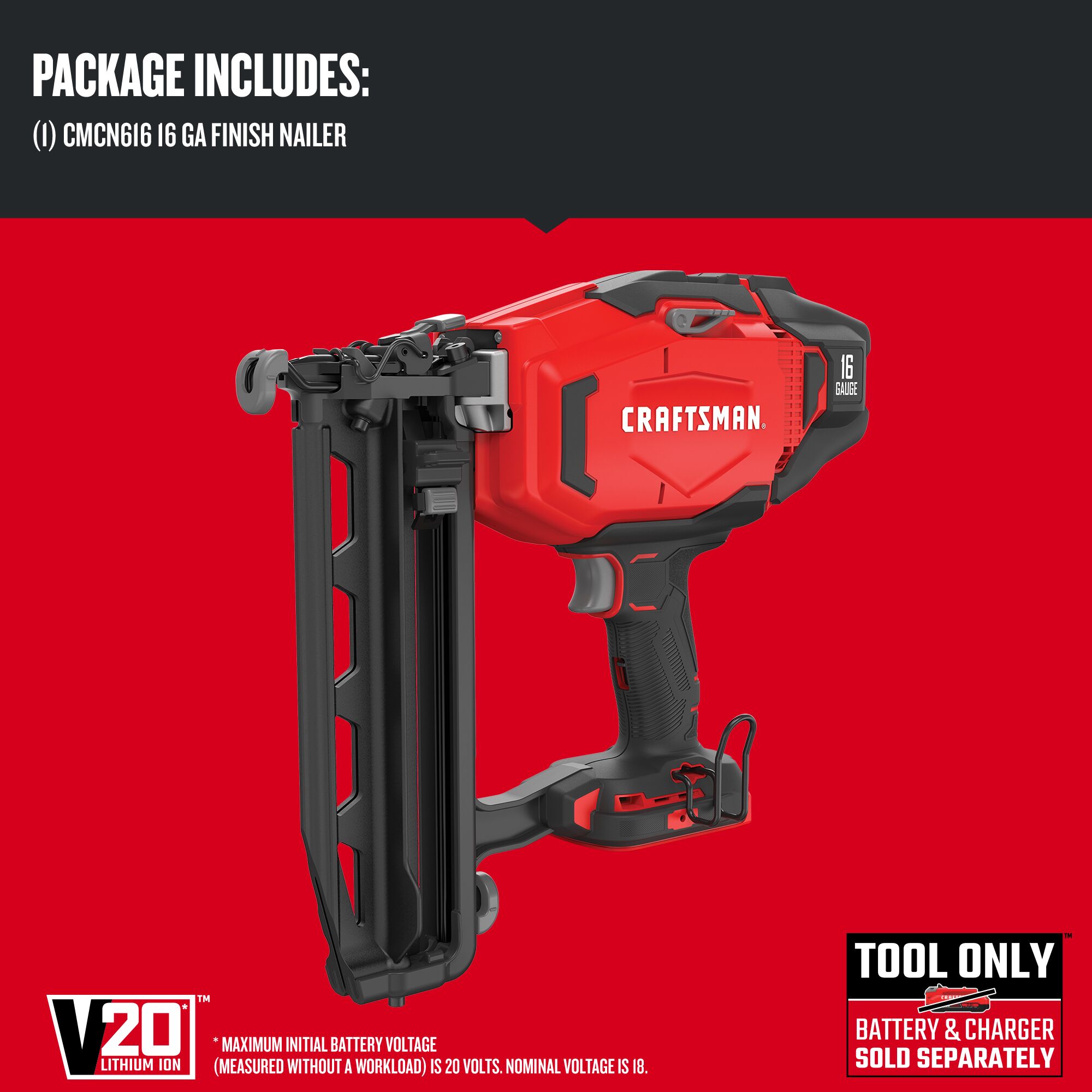 Clavadora inalámbrica recta para acabados de 16 calibre de 2-1/2 pulgadas CRAFTSMAN V20 (batería no incluida)