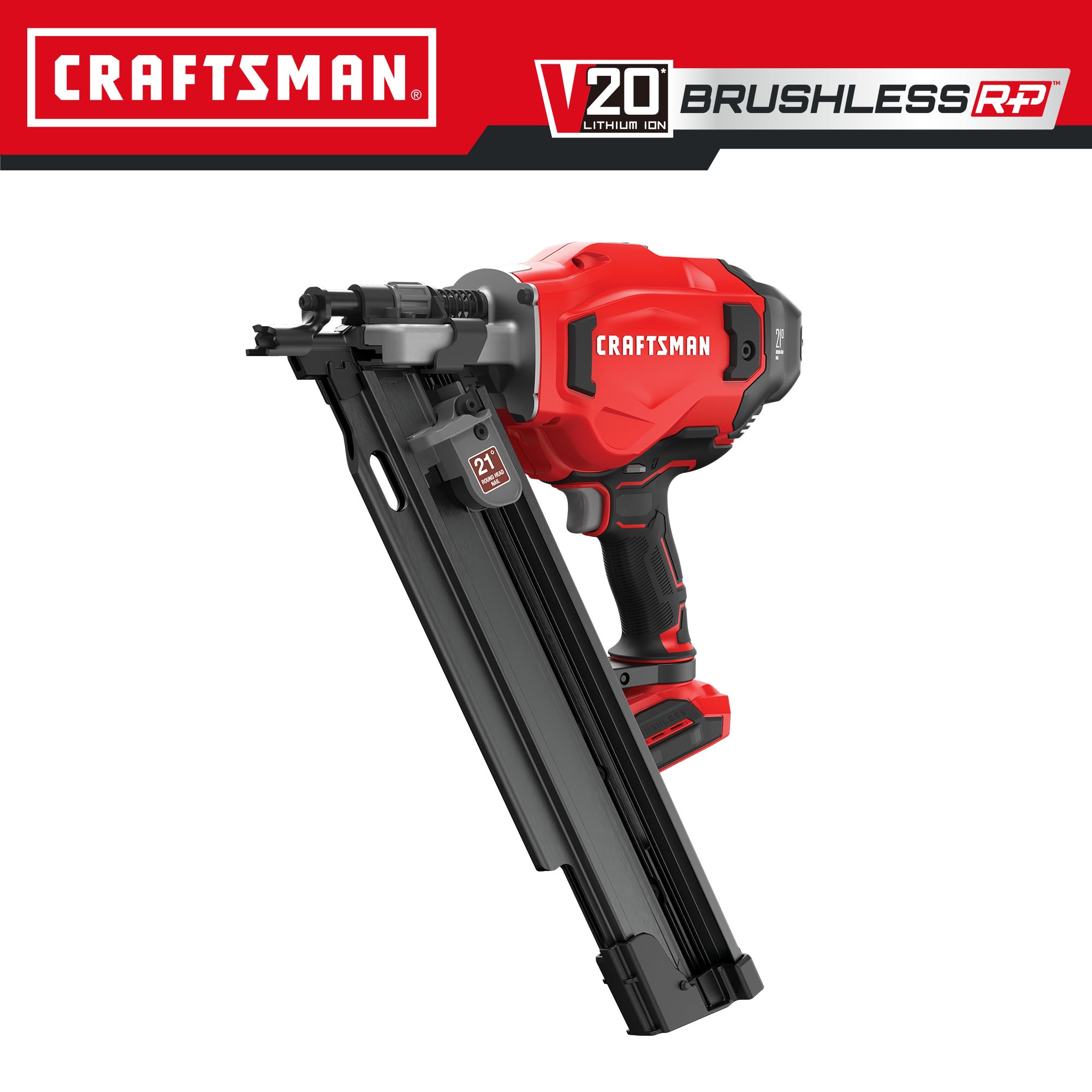 Clavadora inalámbrica para enmarcar de cabeza redonda CRAFTSMAN V20 Brushless RP de 3-1/4 pulgadas a 21 grados