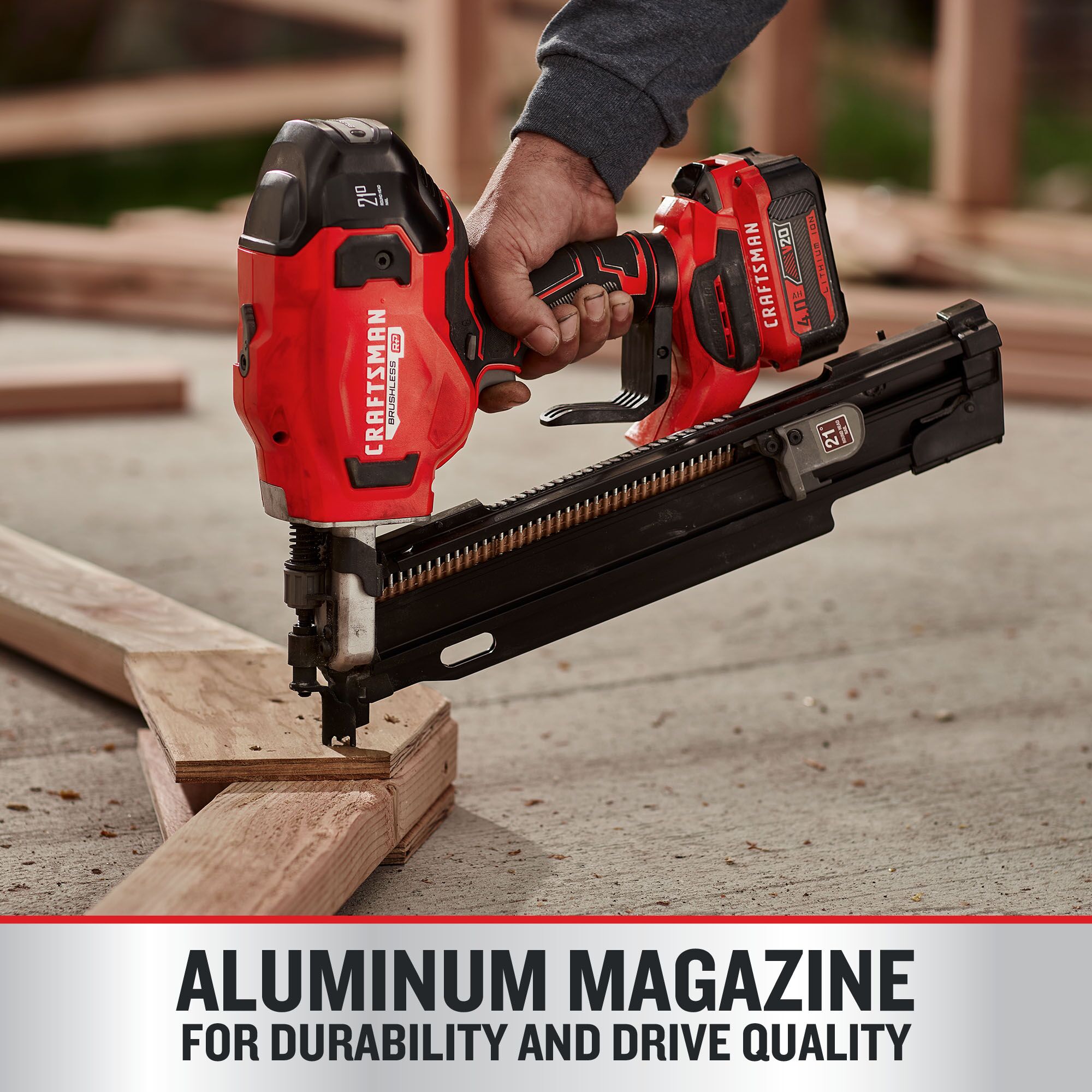 Clavadora inalámbrica para enmarcar de cabeza redonda CRAFTSMAN V20 Brushless RP de 3-1/4 pulgadas a 21 grados