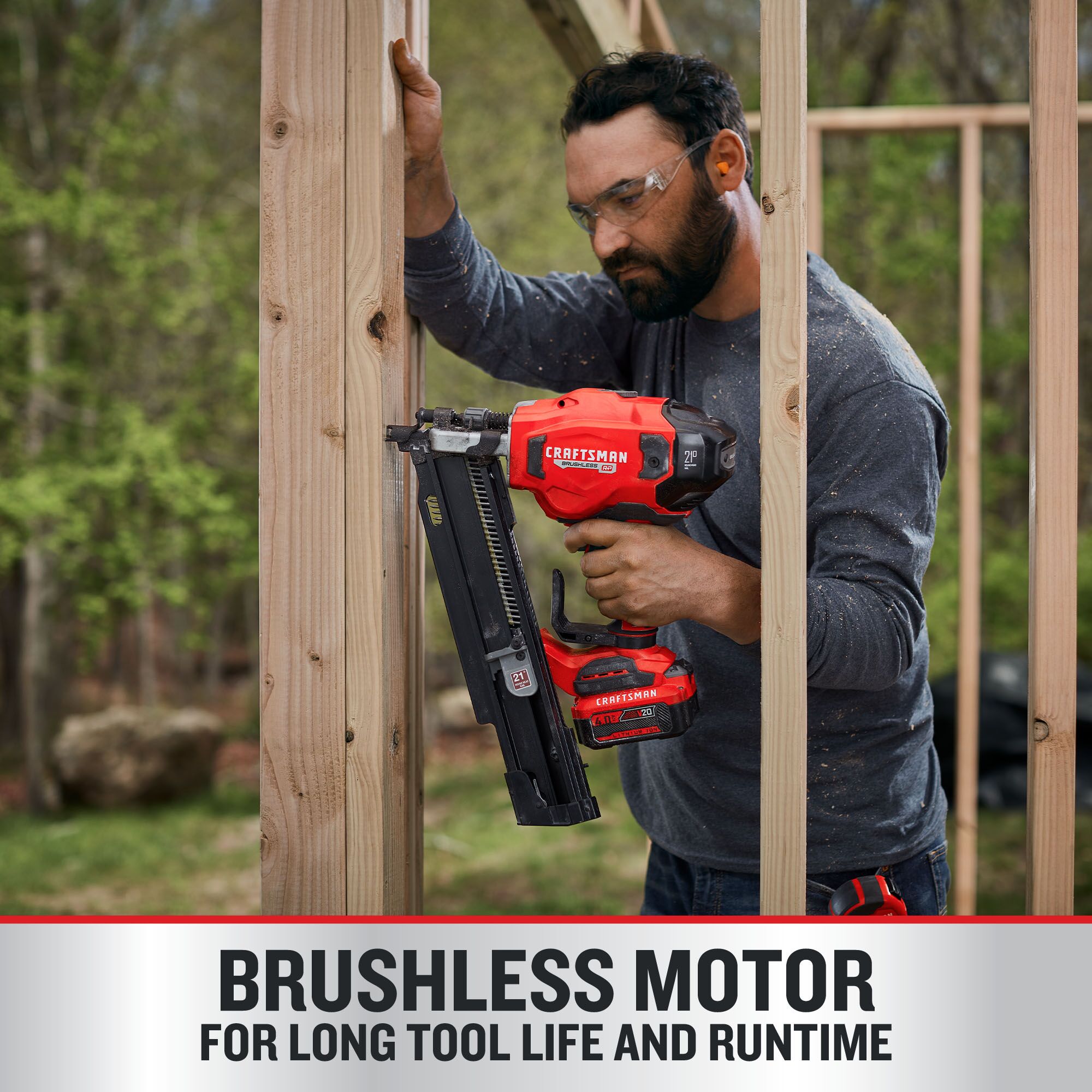 Clavadora inalámbrica para enmarcar de cabeza redonda CRAFTSMAN V20 Brushless RP de 3-1/4 pulgadas a 21 grados