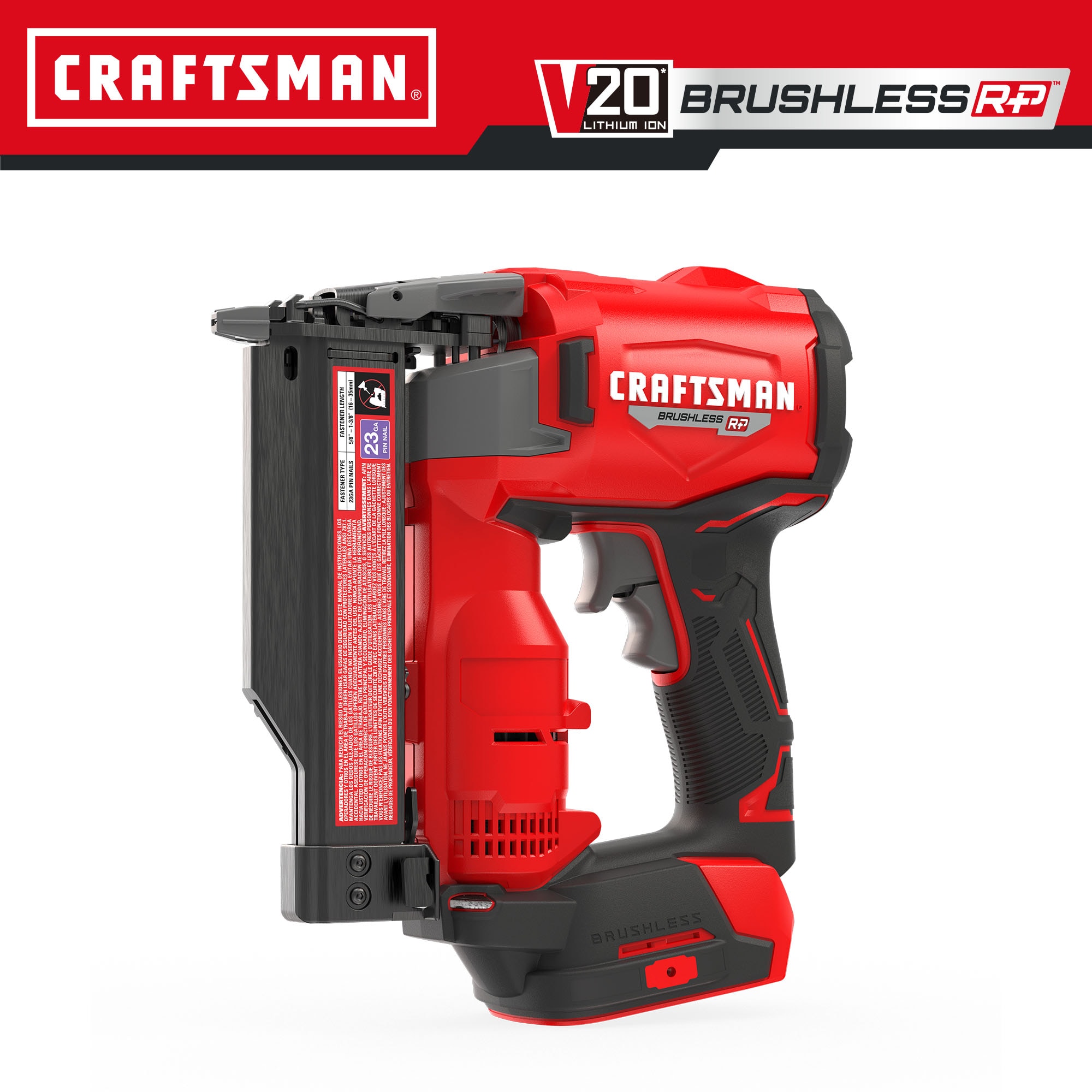 Clavadora sin cable CRAFTSMAN V20 Brushless RP de calibre 23 de 1-3/8 pulgadas (batería y cargador no incluidos)