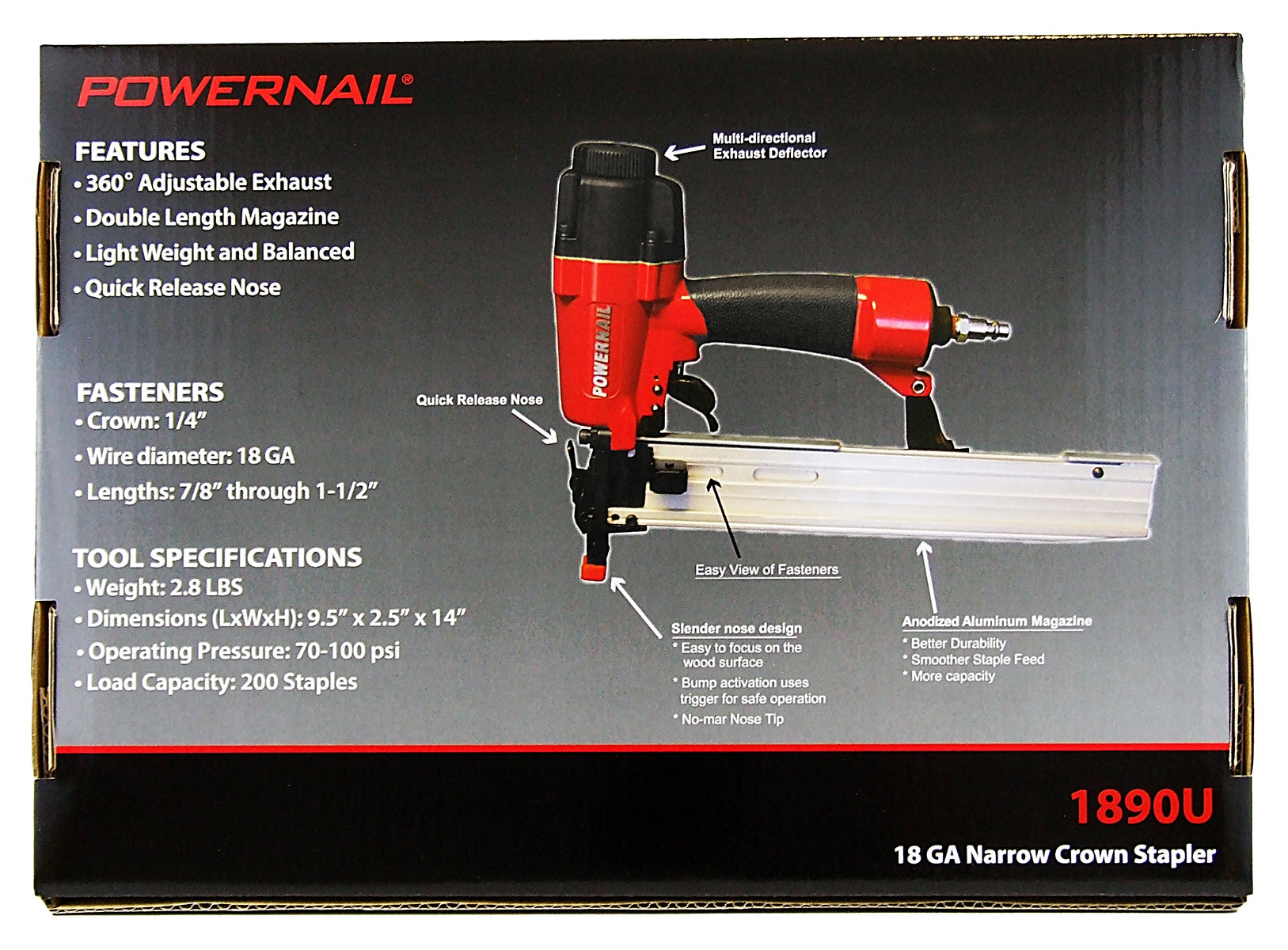 Clavadora neumática para pisos de 18-gauge Powernail 1890U de 1-1/2 pulgadas