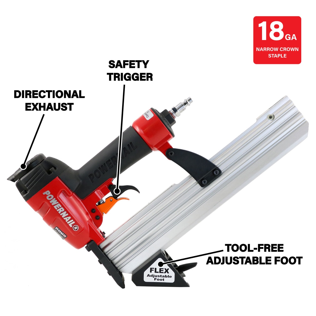 Clavadora neumática para pisos Powernail 1845F de 1-1/2 pulgadas calibre 18 - Kit 1845F