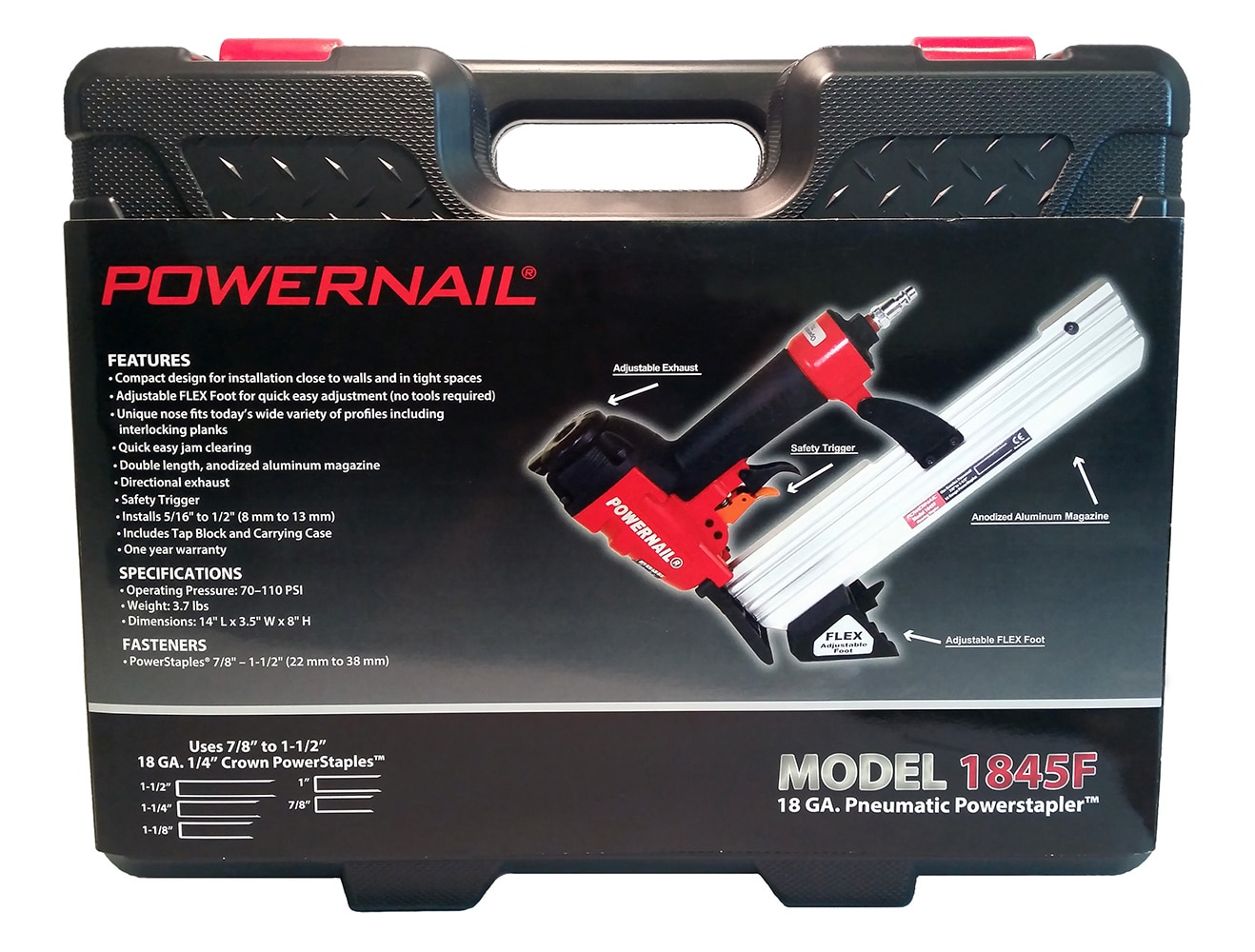 Clavadora neumática para pisos Powernail 1845F de 1-1/2 pulgadas calibre 18 - Kit 1845F