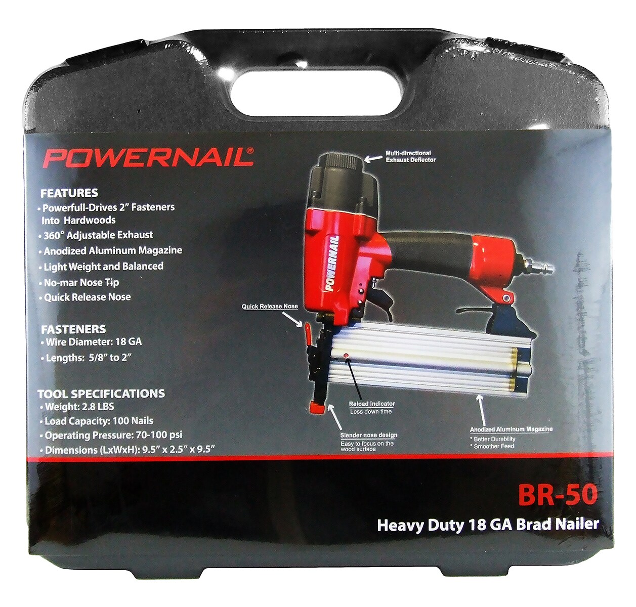 Clavadora de Piso Neumática de 18 -Gauge 2-Pulgadas Powernail BR50