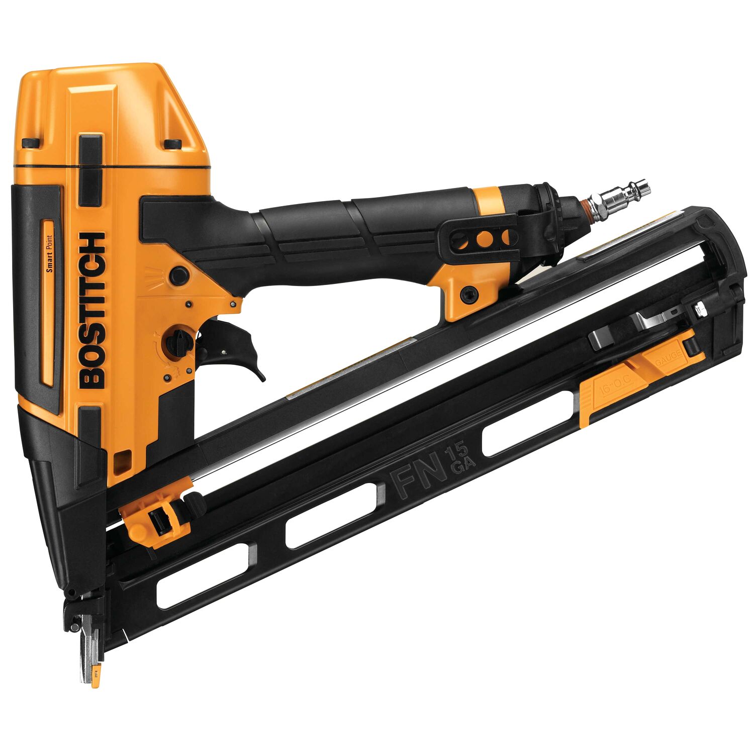 Clavadora de acabado neumática angulada Bostitch Smart Point de calibre 15 de 2-1/2 pulgadas