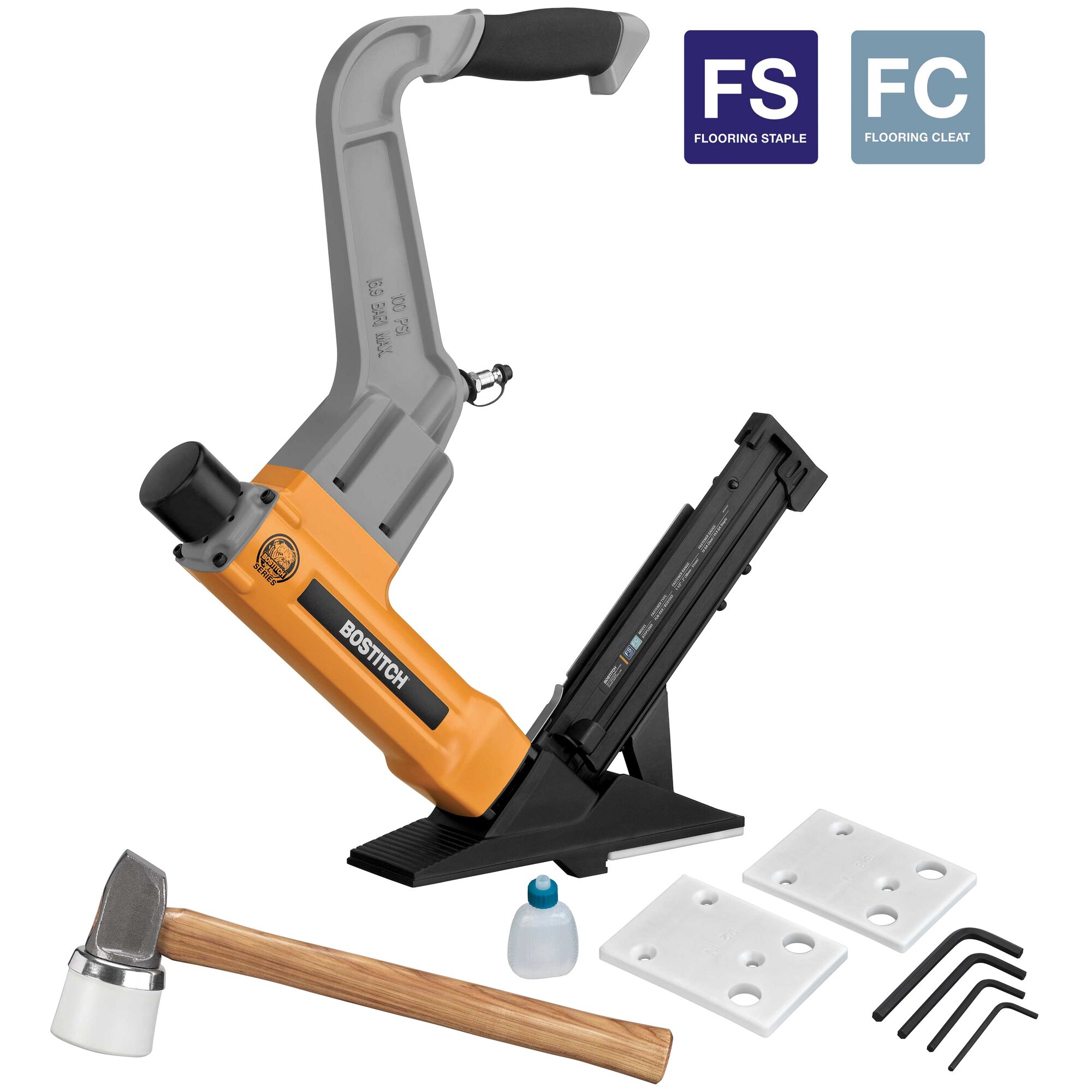 Clavadora neumática de pisos Bostitch Bulldog 2-en-1 de calibre 16