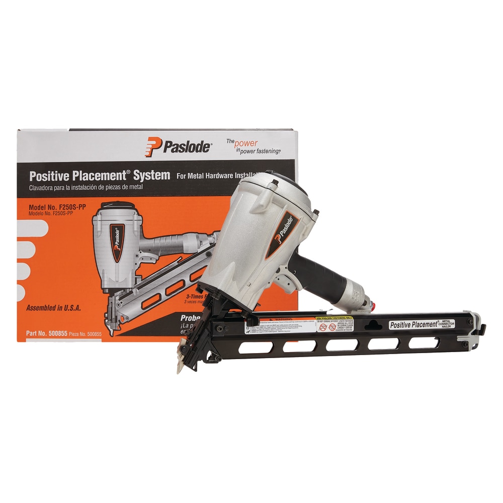 Clavadora neumática Paslode Positive Placement de 2-1/2 pulgadas a 30 grados para conectar metales 500855.