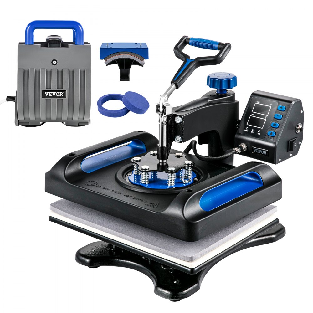 VEVOR Heat Press Machine 12x15, 800W Heat Press for Sublimation 5 in 1 Combo, Dual Digital Heat Press Transfer, Uniform Heat, Anti-Scald Cover, Vinyl Transfer Printer for T Shirts Mug Cap Plate, Blue - TJWHYXKLP8001XS01V1