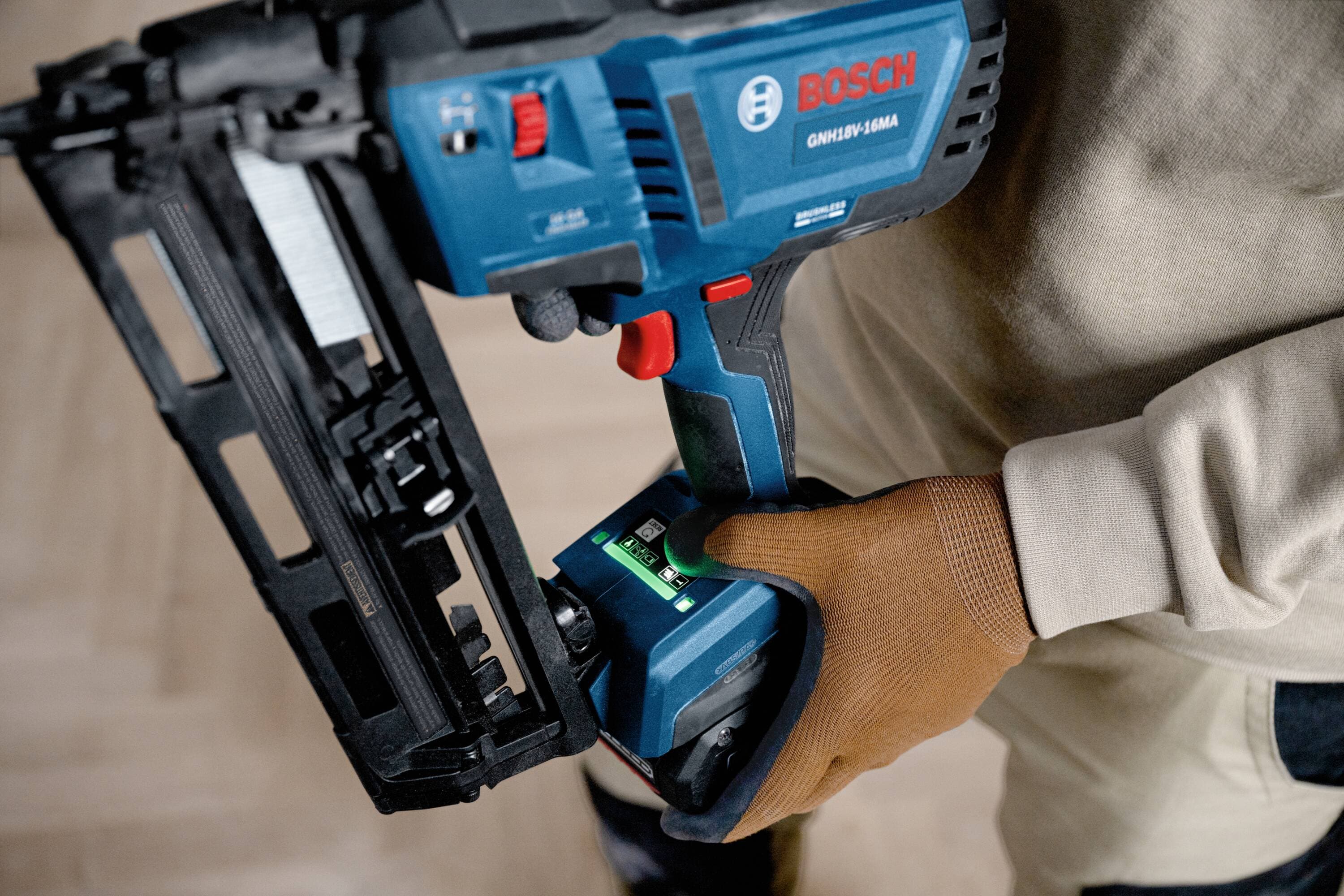 Clavadora inalámbrica Bosch 18V Brushless de calibre 16 con acabado de 2-1/2 pulgadas GNH18V-16MAN