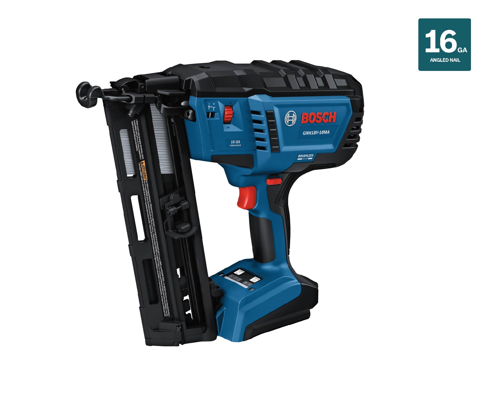 Clavadora inalámbrica Bosch 18V Brushless de calibre 16 con acabado de 2-1/2 pulgadas GNH18V-16MAN
