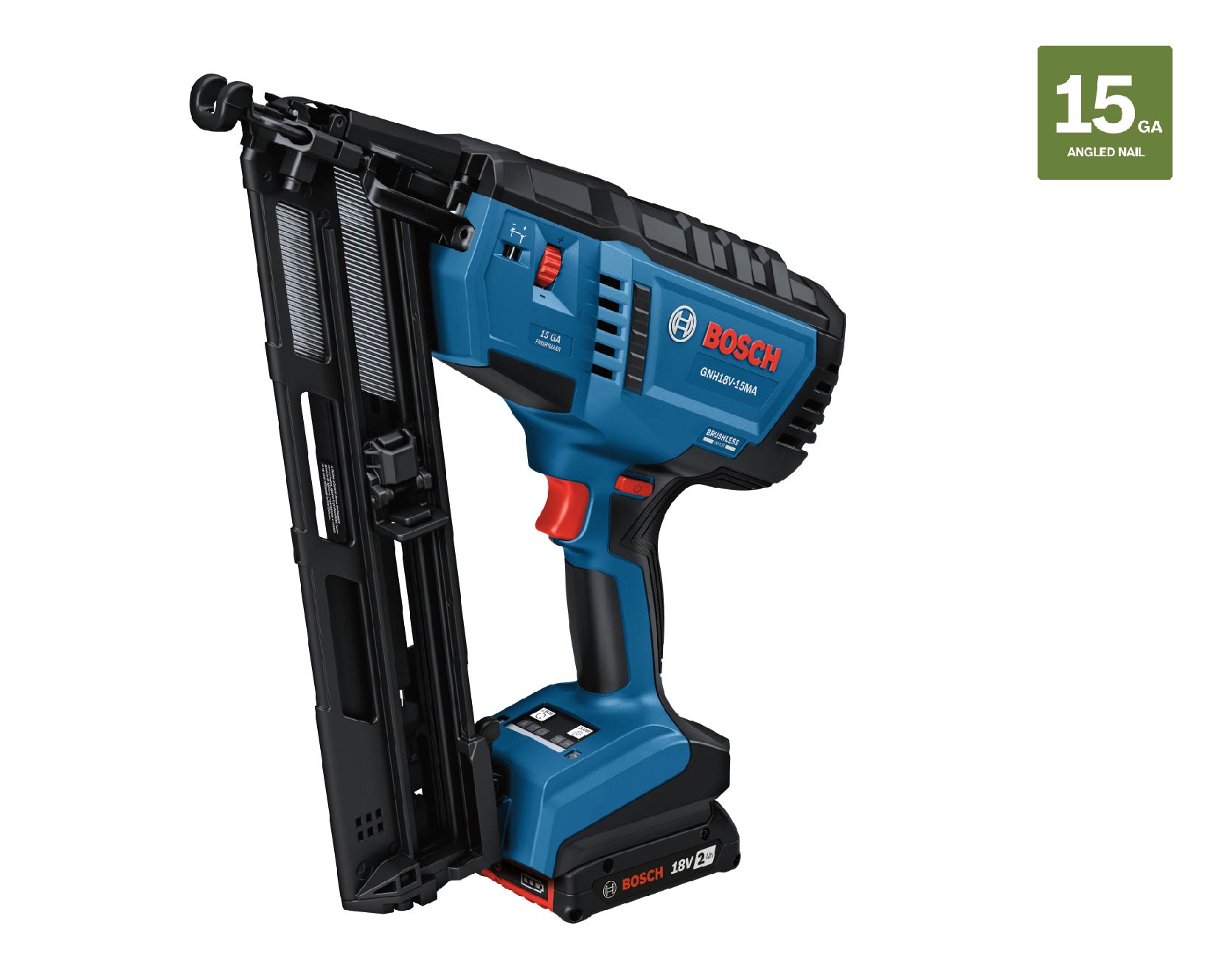 Clavadora inalámbrica sin escobillas Bosch 18V de calibre 15 de 2-1/2 pulgadas