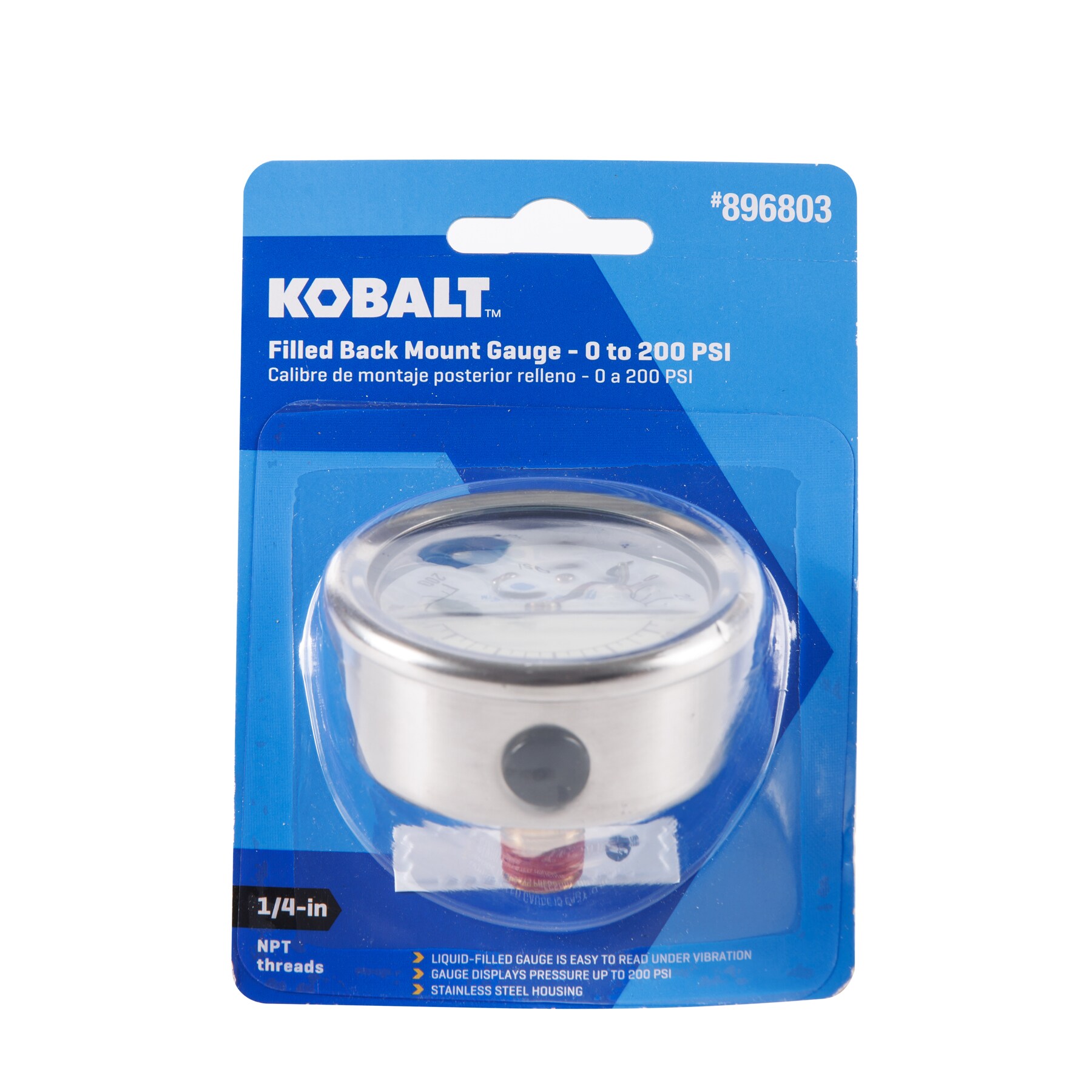Manómetro de Montaje Posterior Lleno de 200 psi de Kobalt