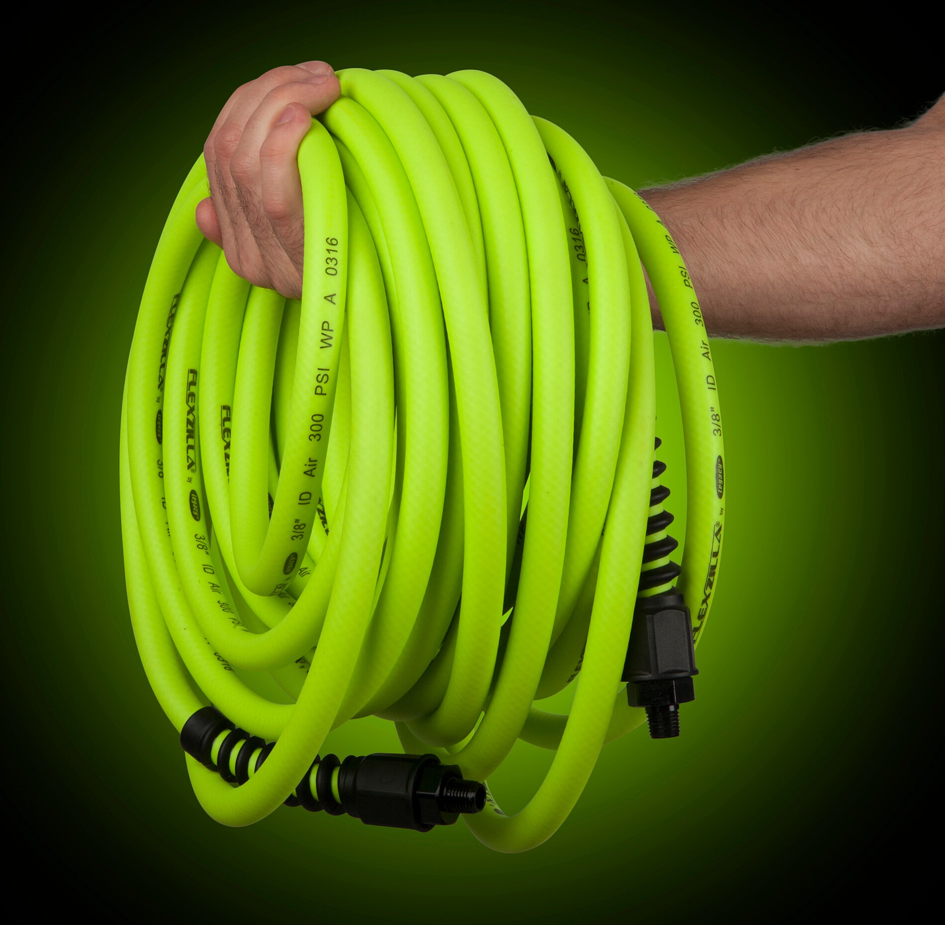 Manguera de aire Flexzilla Pro, 3/8 pulg x 35 pies, Conexiones de 1/4 pulg MNPT HFZP3835YW2