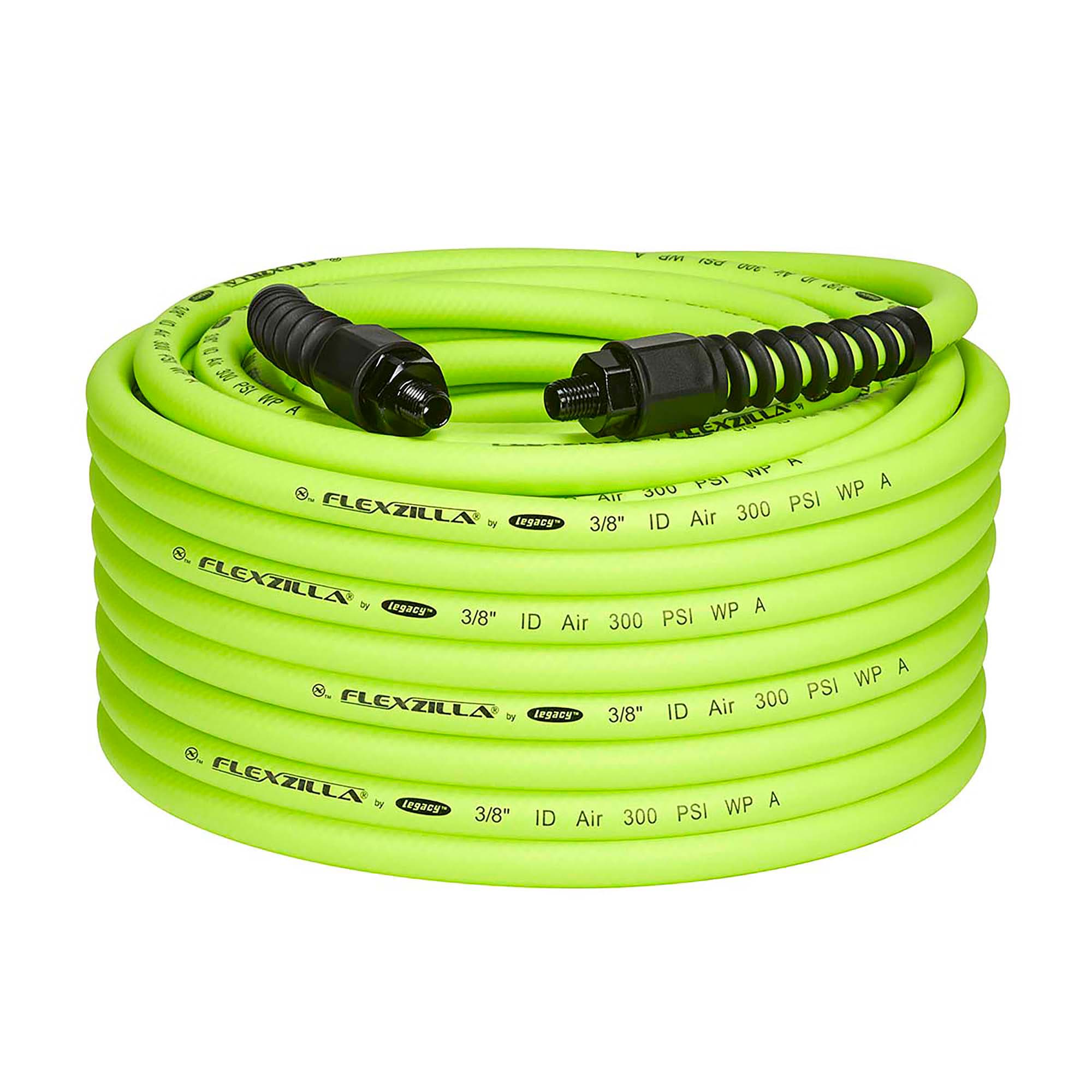 Manguera de aire Flexzilla Pro, 3/8 pulgadas x 100 pies, Conexiones 1/4 pulgadas Mnpt HFZP38100YW2