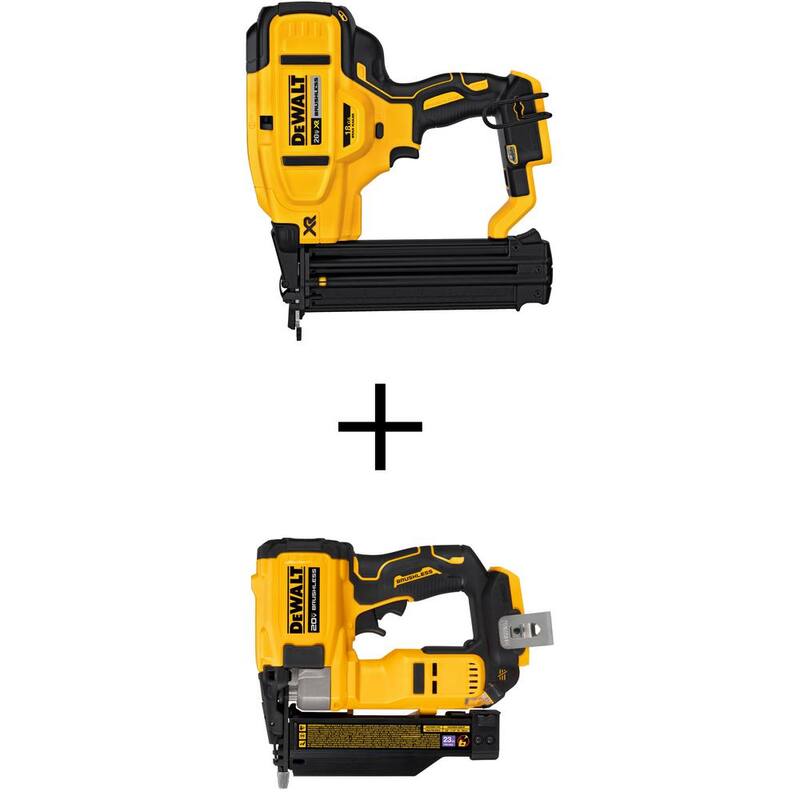 DEWALT 20V MAX XR Clavadora eléctrica inalámbrica de litio de 18 gauges y ATOMIC 20V MAX Clavadora de pines inalámbrica de 23 gauges - DCN680BW623B