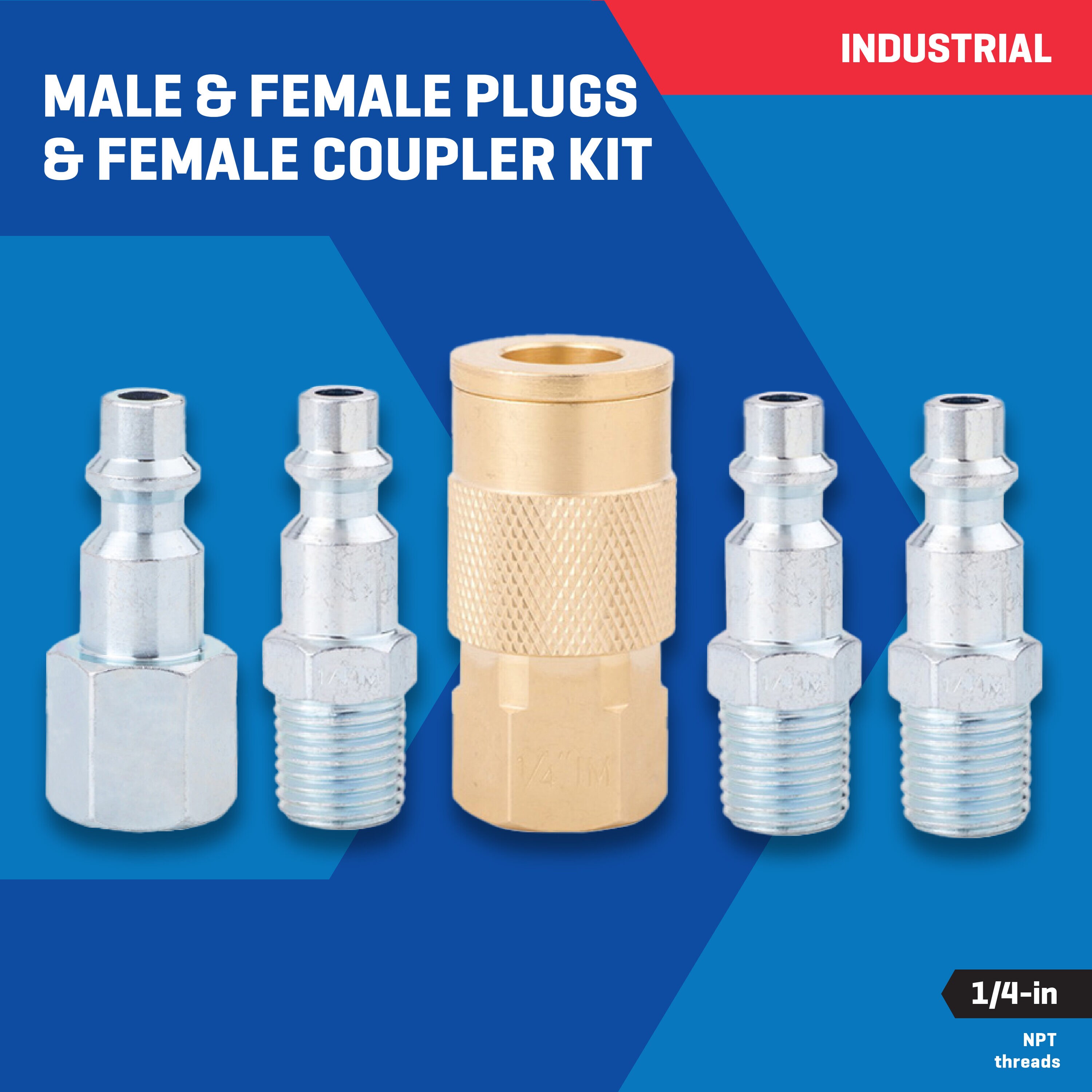 Kit de Conexión Industrial Kobalt de 5 Piezas de 1/4 de Pulgada