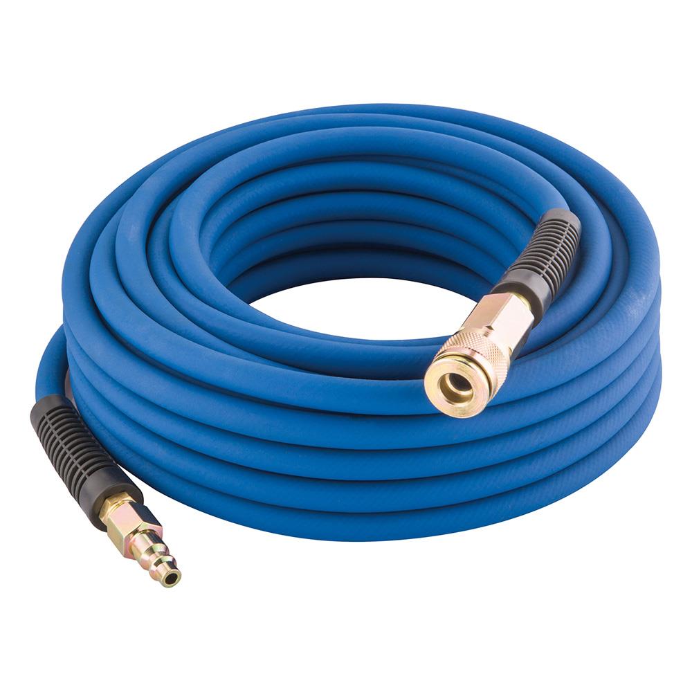 Manguera de aire comprimido híbrida de caucho y PVC de 50 pies de Estwing ligera y resistente a la torsión con acoplamientos sólidos de latón E1450PVCR
