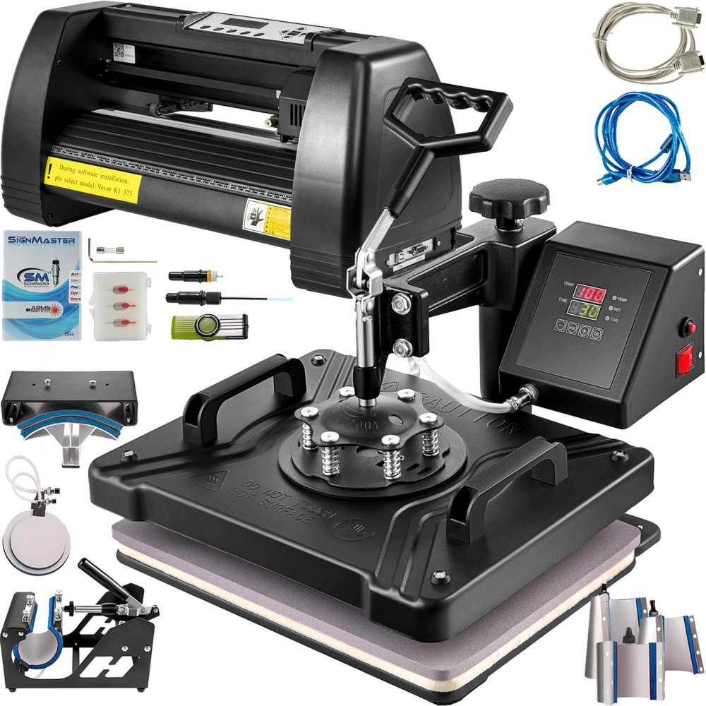 8 In 1 Heat Press 12"x15" Sublimation Machine +14" Vinyl Cutter Cutting Plotter - FM1181THJKZJ-375SV1