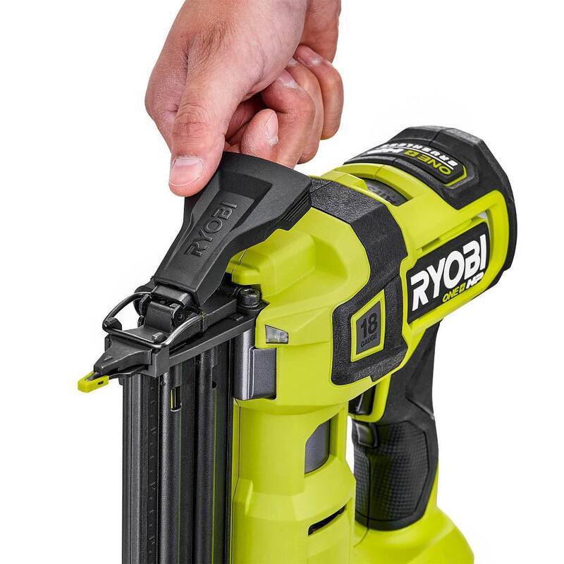 RYOBI ONE+ HP 18V Kit de clavadora inalámbrica AirStrike Brad de calibre 18 con motor sin escobillas, batería de 4.0 Ah y cargador - P322K