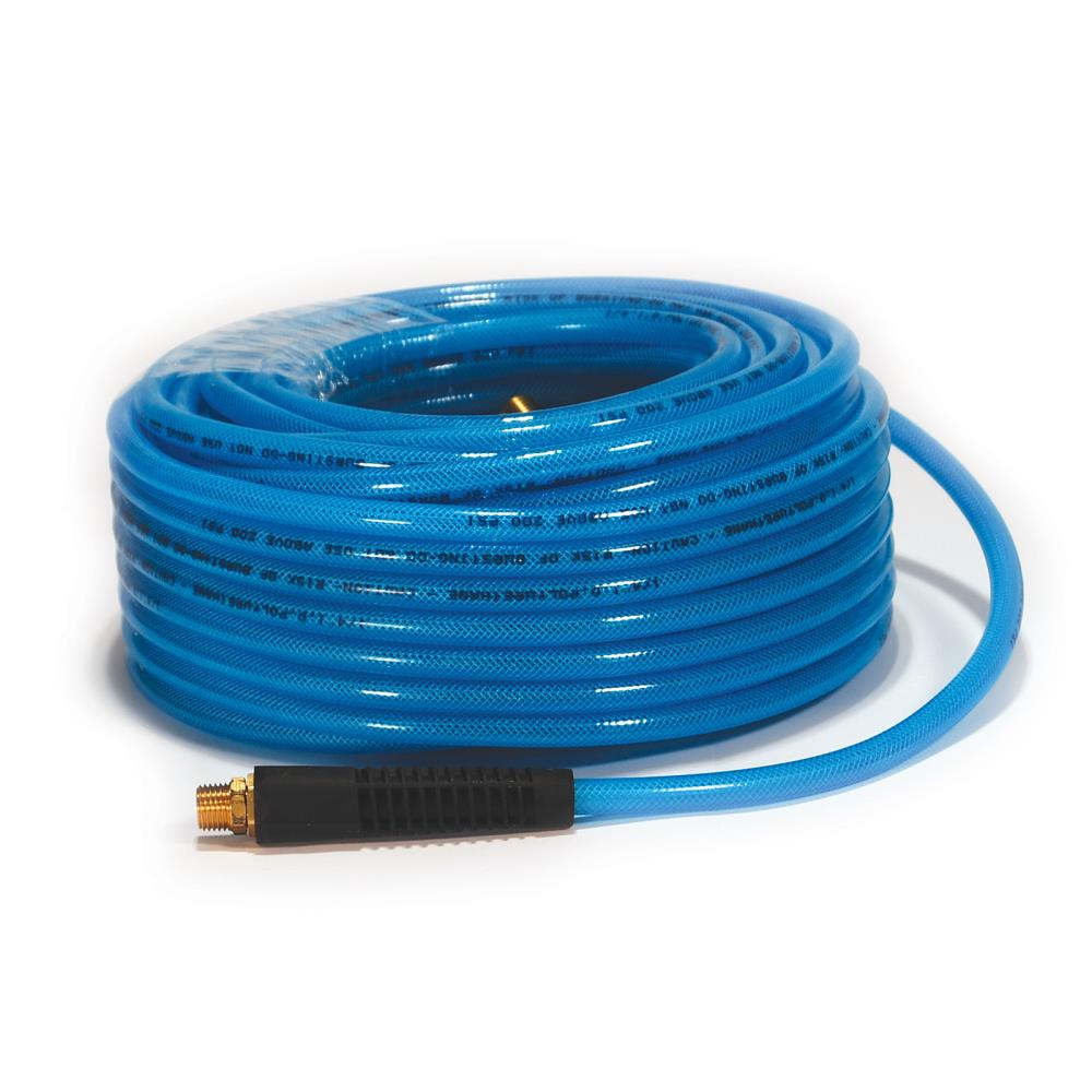 Manguera de aire de poliuretano Primefit de 100 pies, diámetro de 1/4 pulgadas, azul, sin enredos, reforzada, 200 PSI PU141002-B