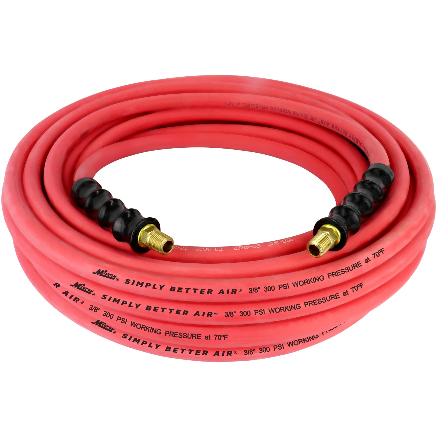 Manguera de goma ultraligera y resistente de 3/8" ID x 50' (1/4" MNPT) de Milton, ideal para entornos extremos