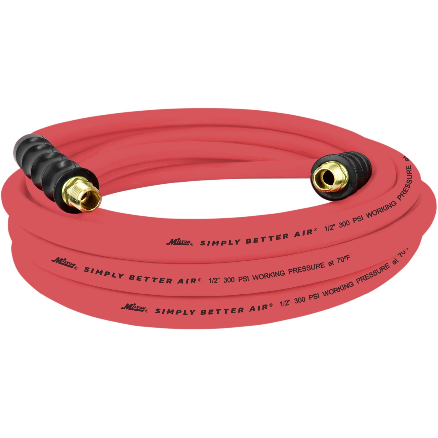 Manguera de hule ultra ligera y resistente para aire en entornos extremos, 1/2" Diám. x 25' (3/8" MNPT) Milton ULR122538