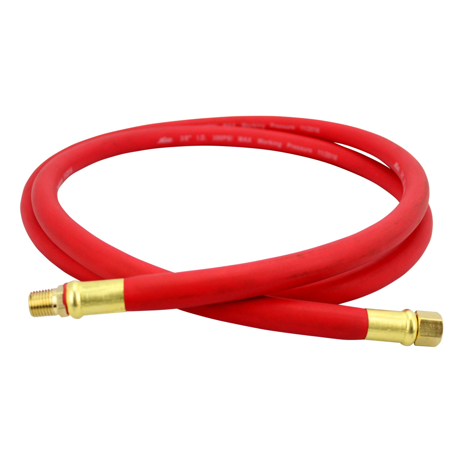 Manguera de aire Milton Air Leader, 3/8" X 6 pies. Manguera de goma con extremos de latón de 1/4" Npt - 300 Psi máximo 2760-6LH