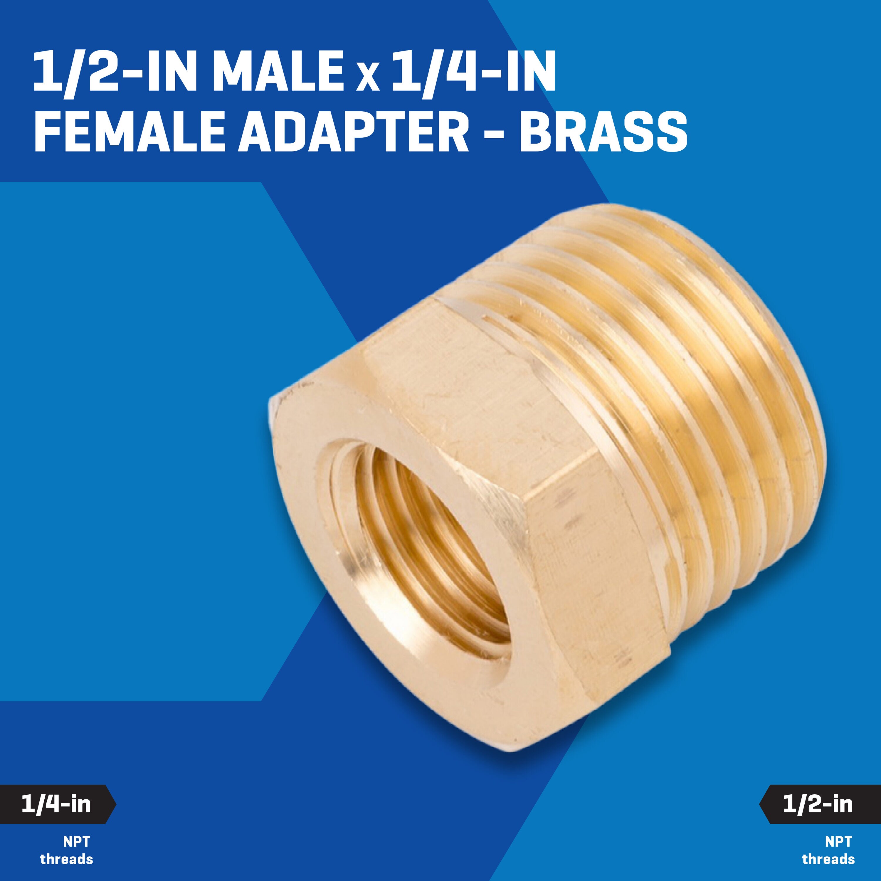 Adaptador de Rosca BSP a NPT de Latón Kobalt 1/2 pulgada (M) x 1/4 pulgada (H) SGY-AIR54NB