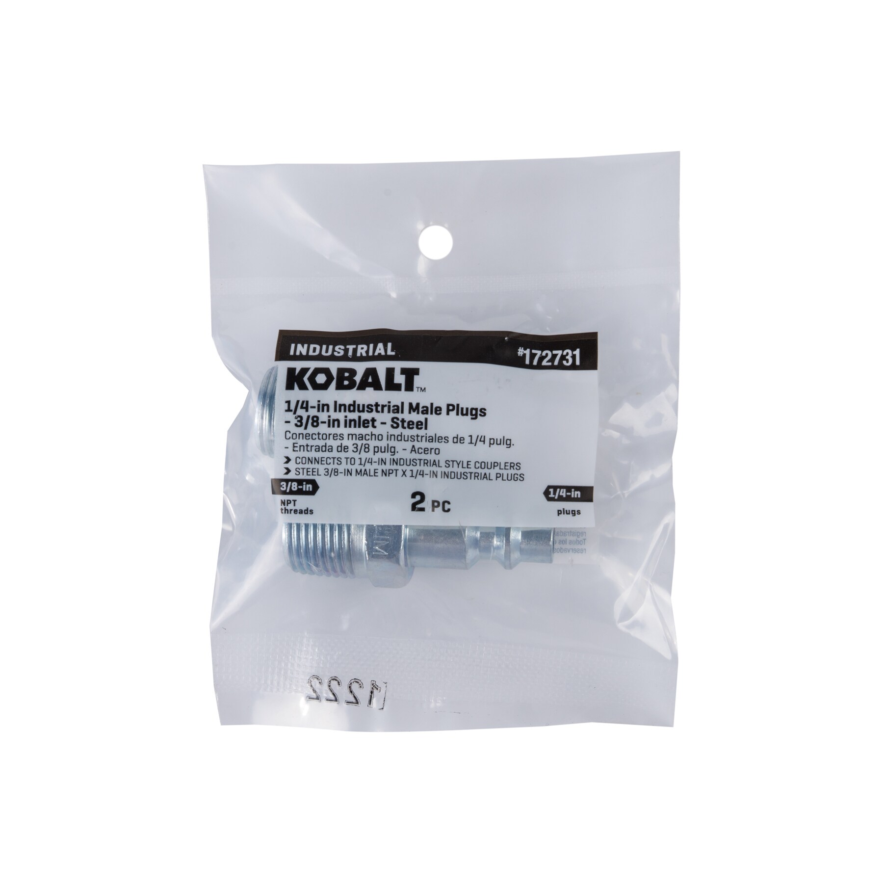 Tapón de acero Kobalt de 1/4 de pulgada M x 3/8 de pulgada NPT, Industrial SGY-AIR34NB