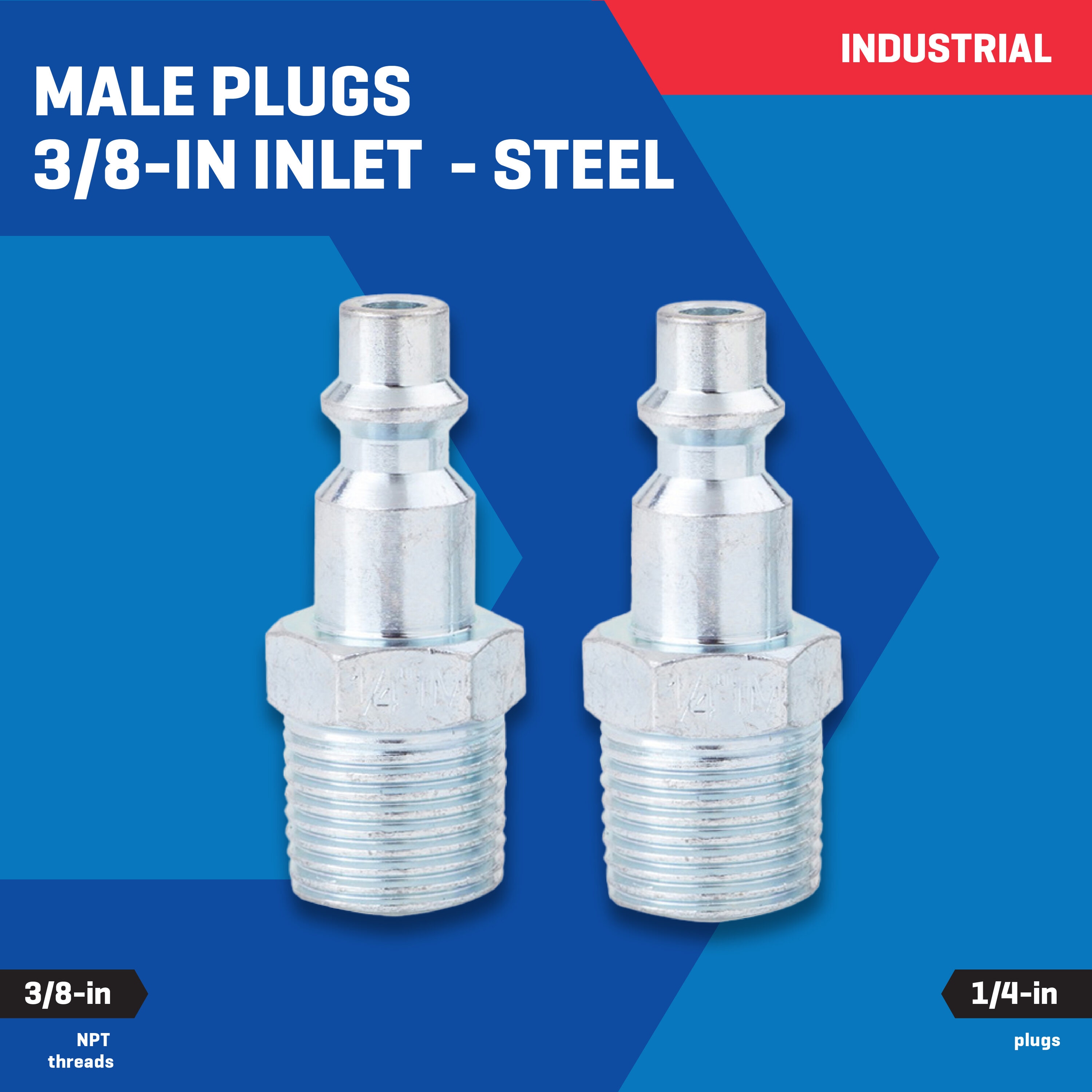 Tapón de acero Kobalt de 1/4 de pulgada M x 3/8 de pulgada NPT, Industrial SGY-AIR34NB