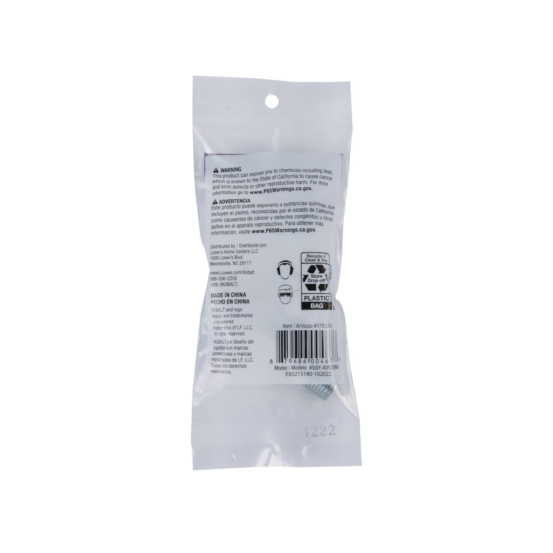 Juego de Racores y Tapones NPT Kobalt 1/4 pulgadas para Automóvil SGY-AIR20NB
