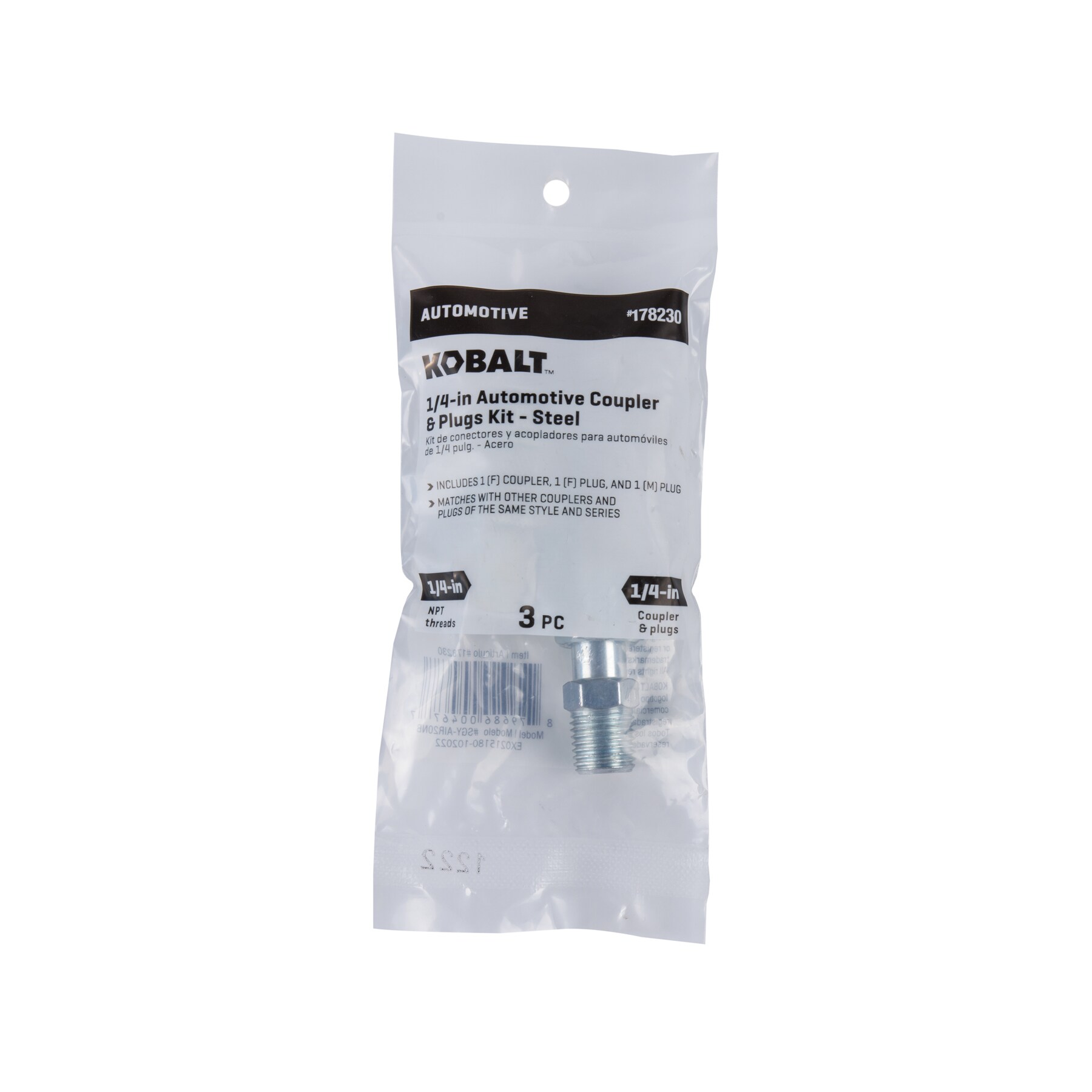 Juego de Racores y Tapones NPT Kobalt 1/4 pulgadas para Automóvil SGY-AIR20NB