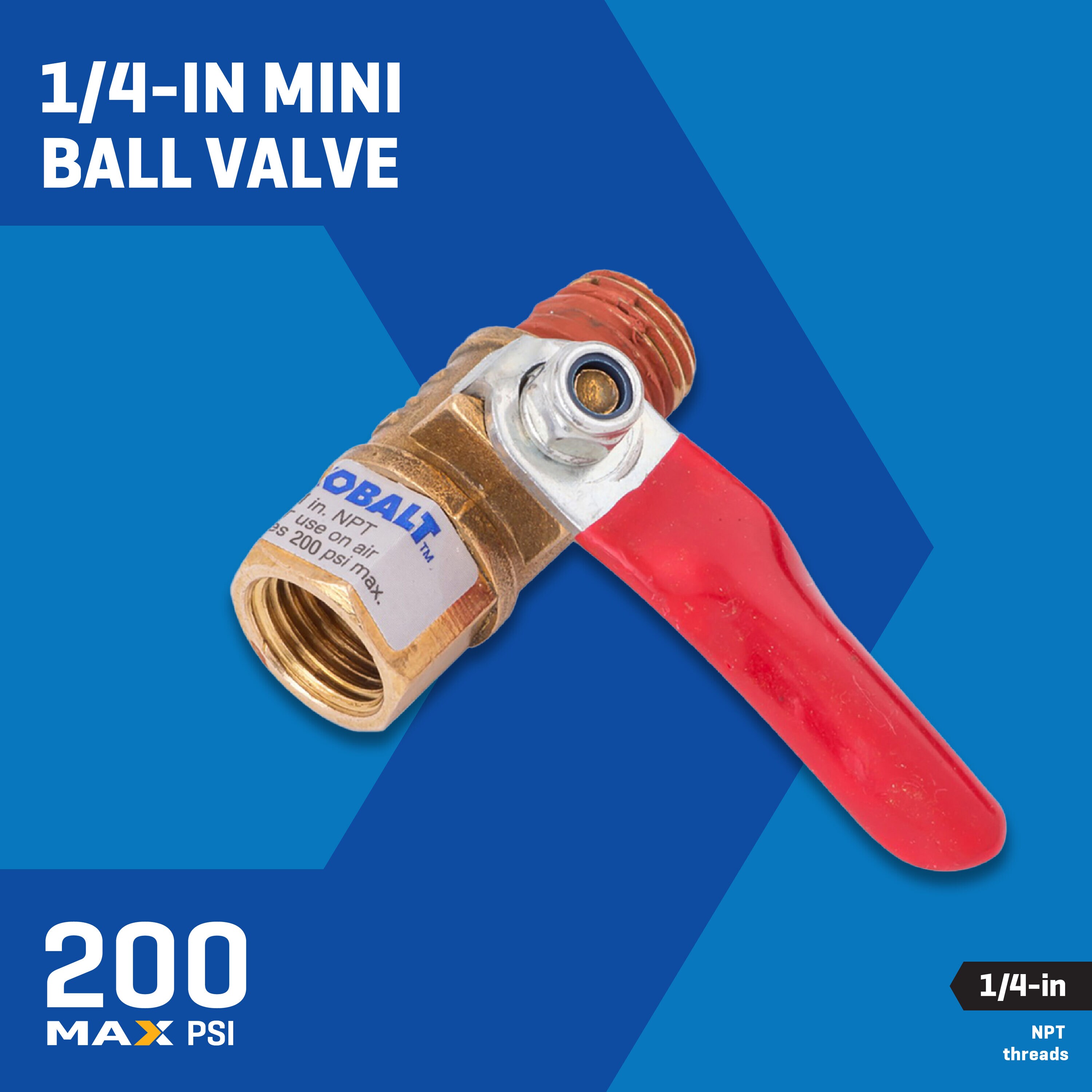 Válvula de bola mini de Kobalt NPT de 1/4 pulgadas