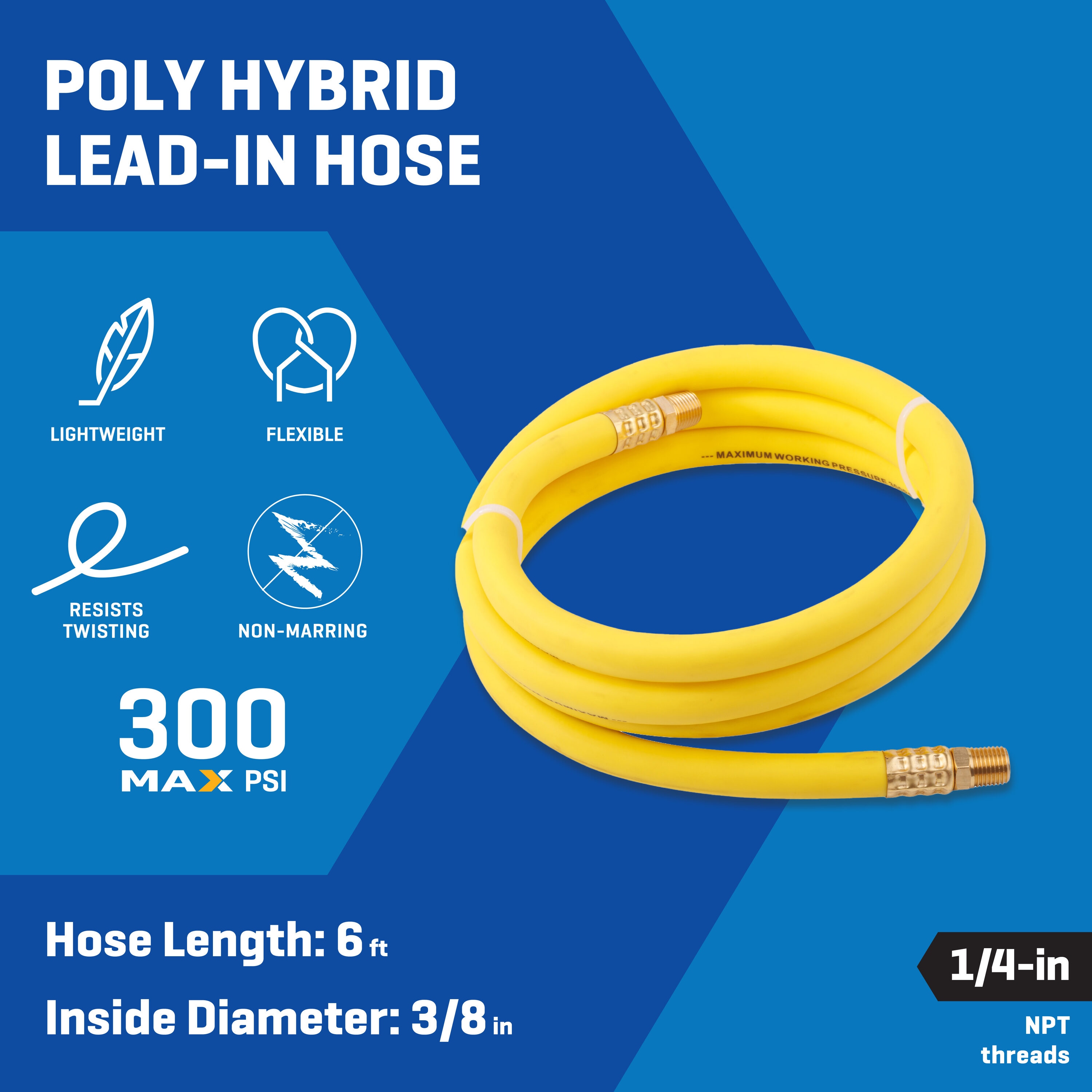 Manguera de plomo híbrida de polietileno de 3/8 pulgadas x 6 pies Kobalt SGY-AIR260