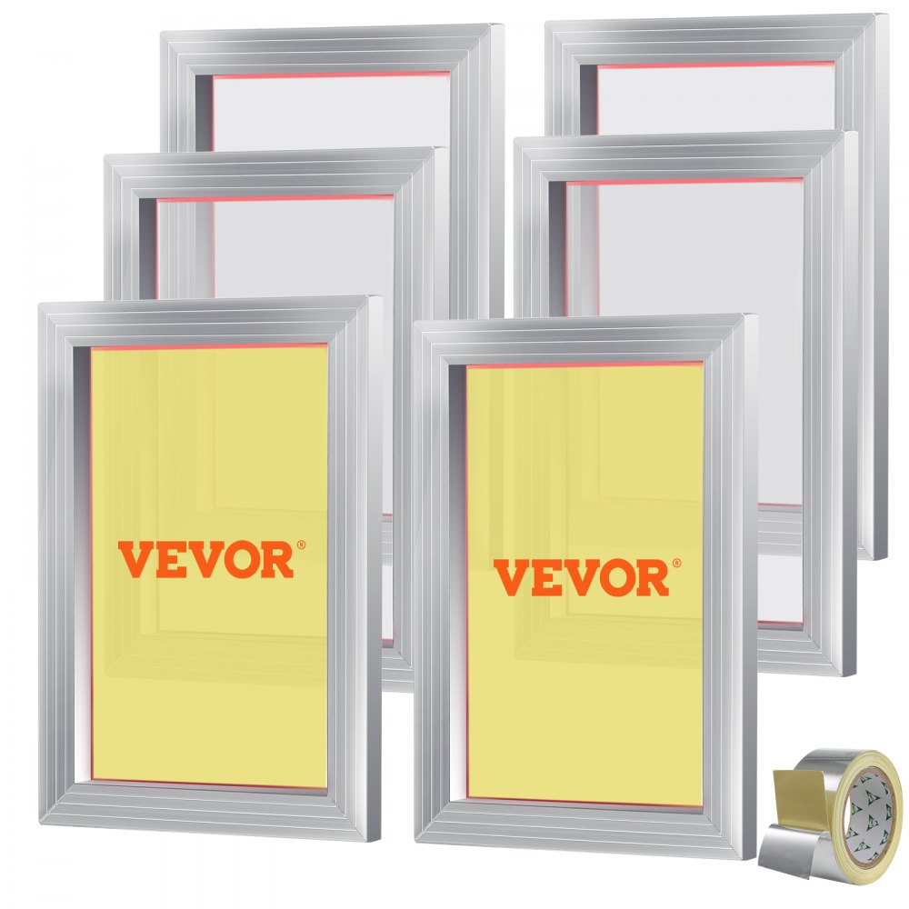 VEVOR Screen Printing Kit, 6 Pieces Aluminum Silk Screen Printing Frames, 10x14inch Silk Screen Printing Frame with 156 Count Mesh, High Tension Nylon Mesh and Sealing Tape for T-shirts DIY Printing - SYKJD61561014ONC9V0