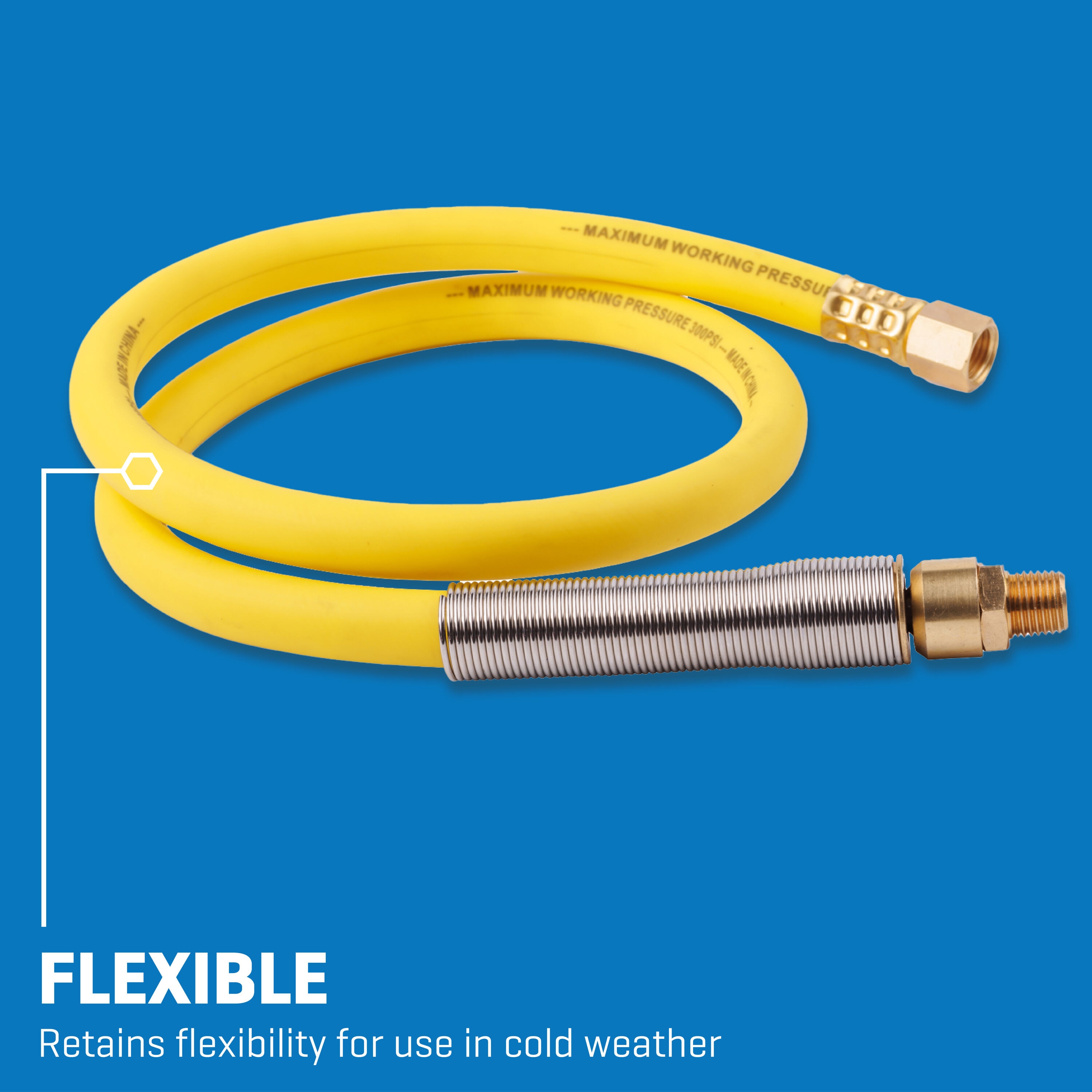 Manguera Flexible Híbrida de Polietileno de 3/8 pulgadas X 3 pies con Adaptador Giratorio