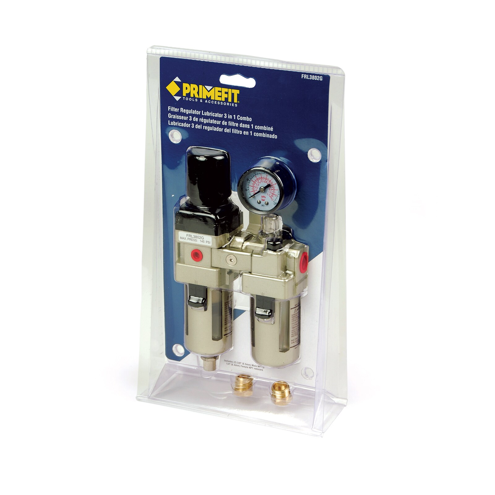 Combo de filtro, regulador y lubricador Primefit 3 en 1 FRL3802G