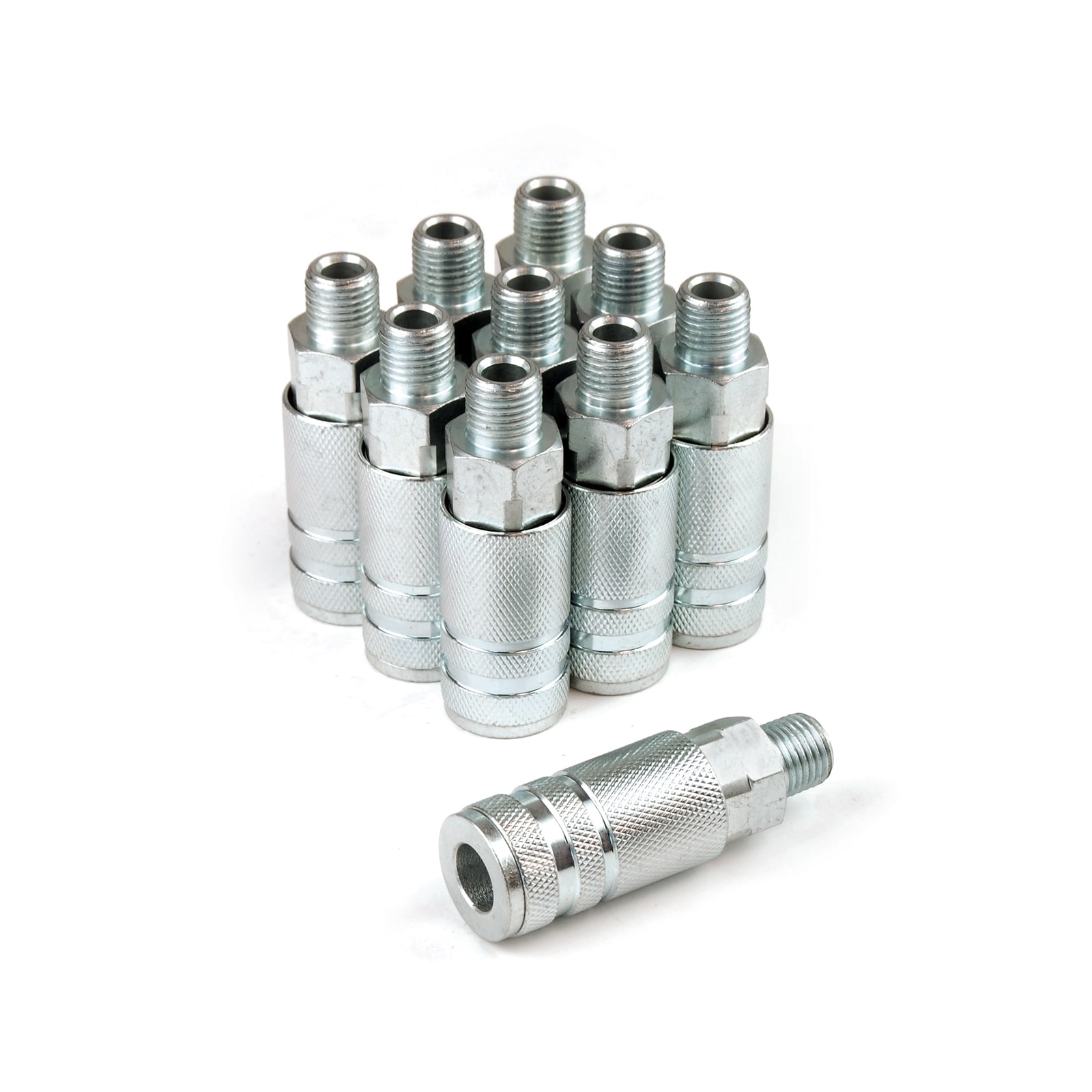 Pack de 10 Acoplamientos Lincoln 1/4" x 1/4" Macho de Acero Primefit LC1414MS-B10-P
