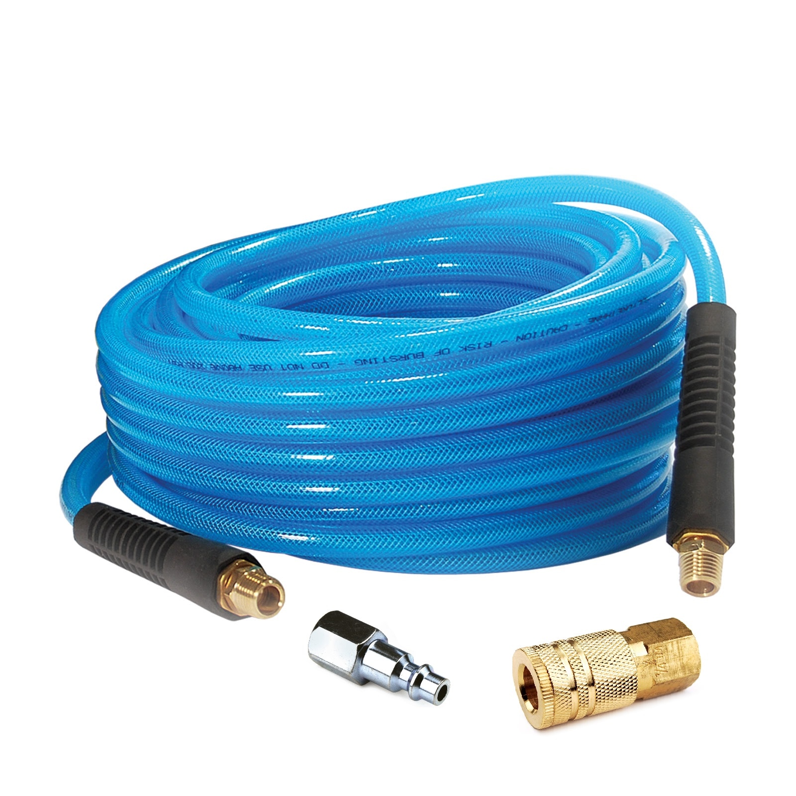 Manguera de aire de poliuretano Primefit de 1/4" x 50 pies con extremos reparables en campo y conexiones rápidas PU140502C-B